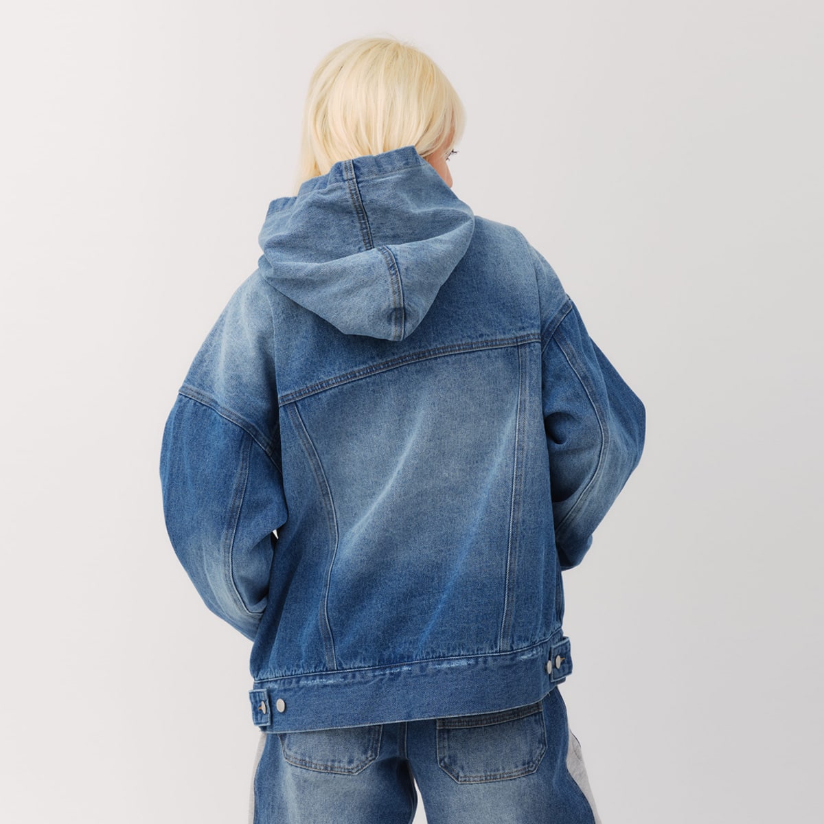 atmos pink Denim Hoodie BLUEの画像