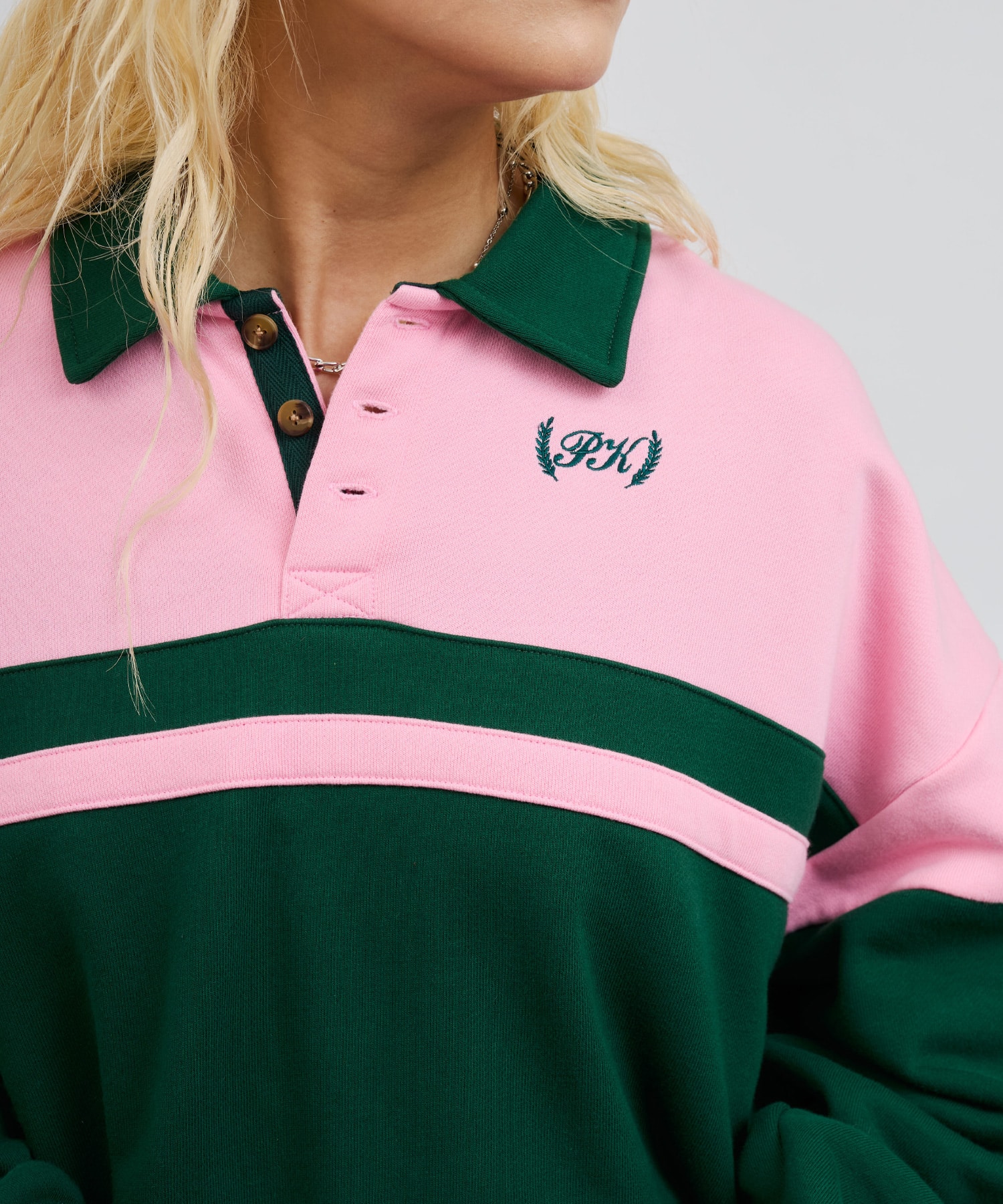 atmos pink Line Polo Sweatshirt PINKの画像