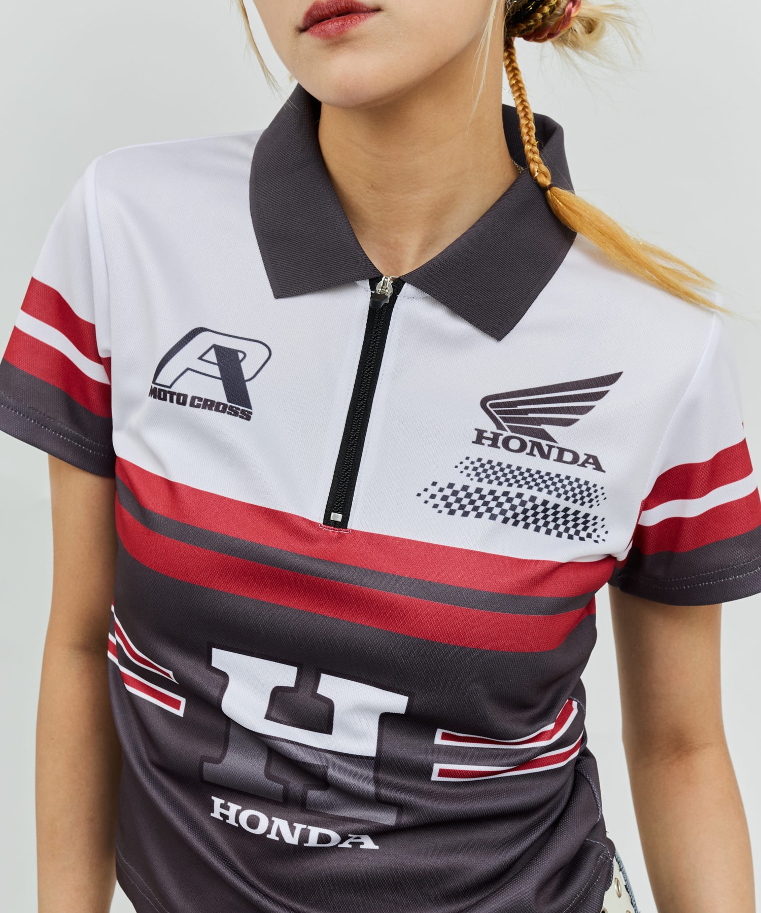 HONDA x atmos pink Racing Polo Shirt BLACKの画像