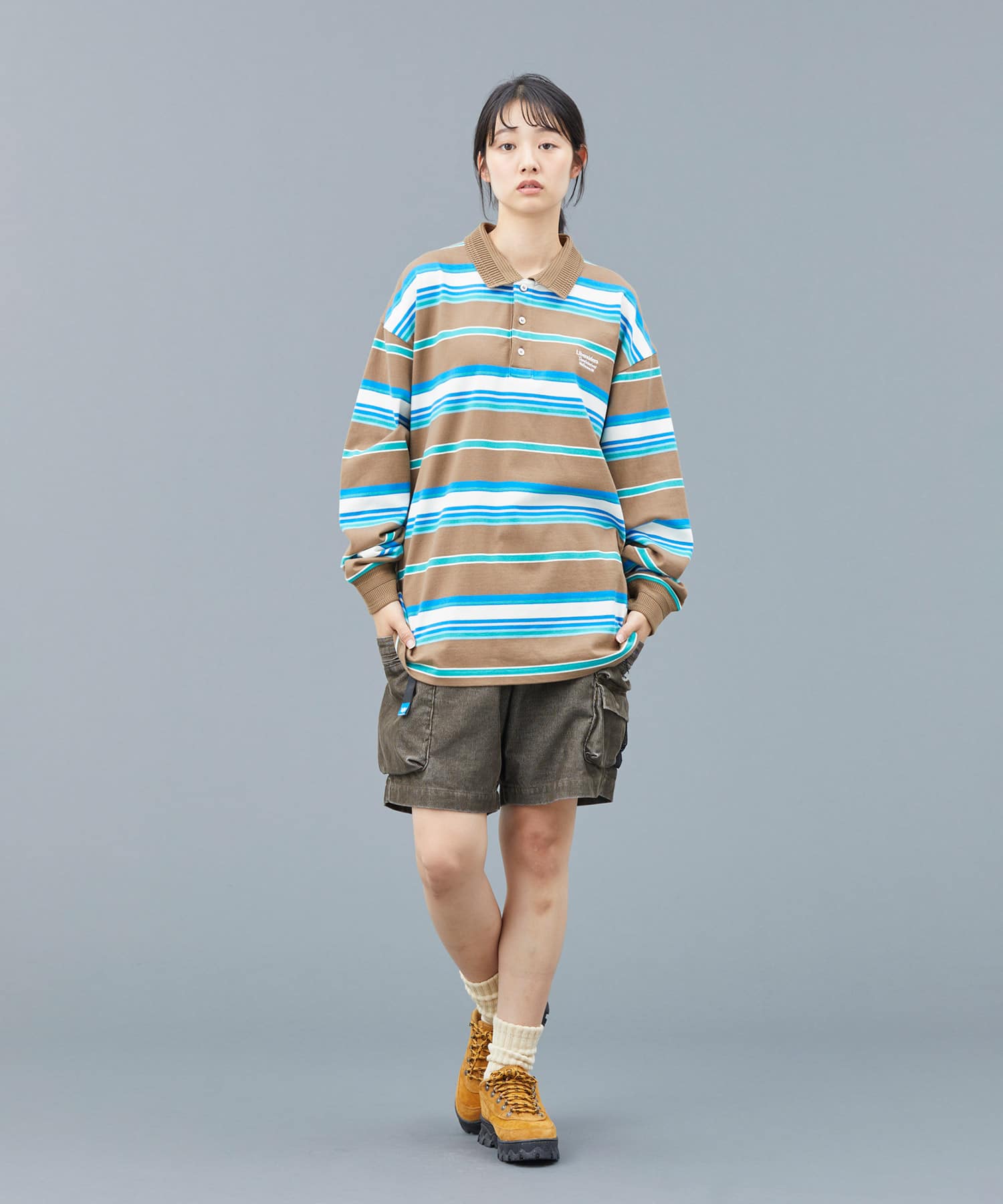 LIBERAIDERS CORDUROY UTILITY SHORTS BROWNの画像