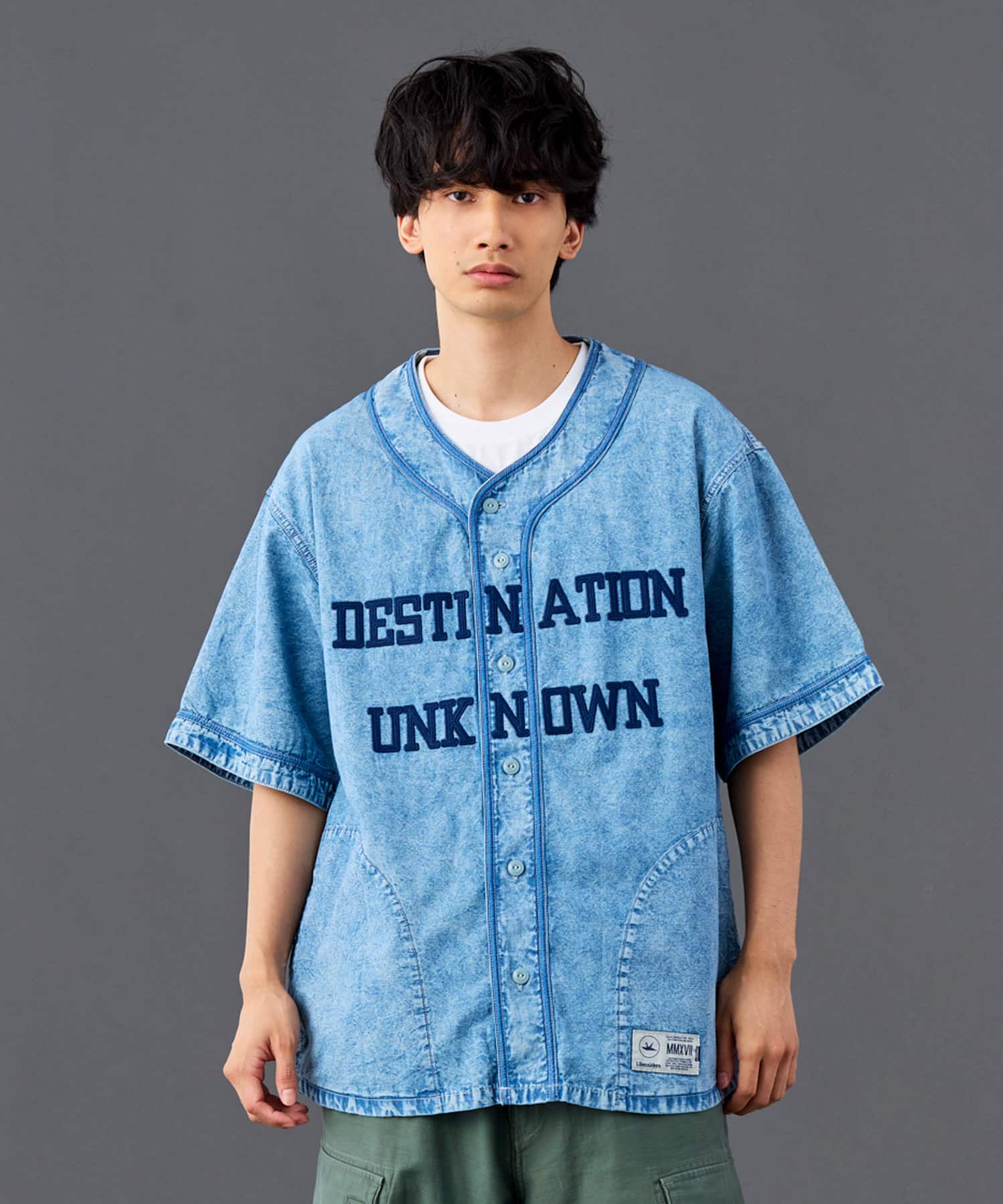 LIBERAIDERS CHAMBRAY BASEBALL SHIRT BLUEの画像