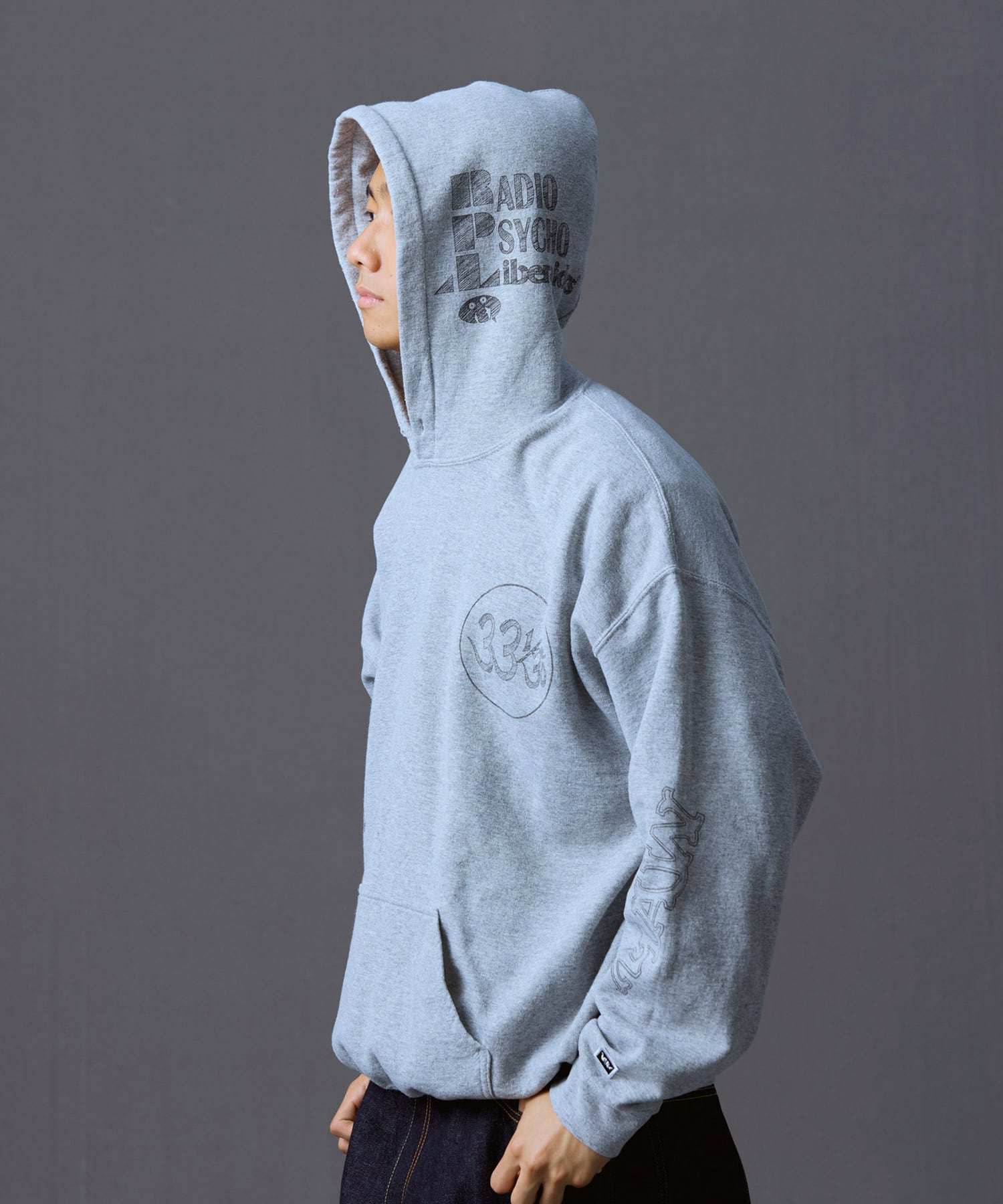LIBERAIDERS HANDWRITING MULTI LOGO HOODIE GRAYの画像
