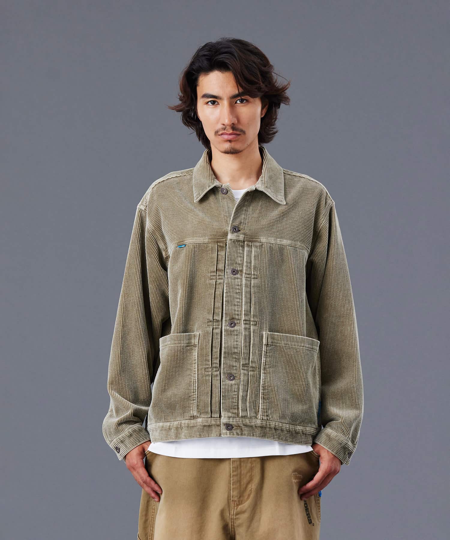 LIBERAIDERS GARMENT DYED CORDUROY JACKET BEIGEの画像
