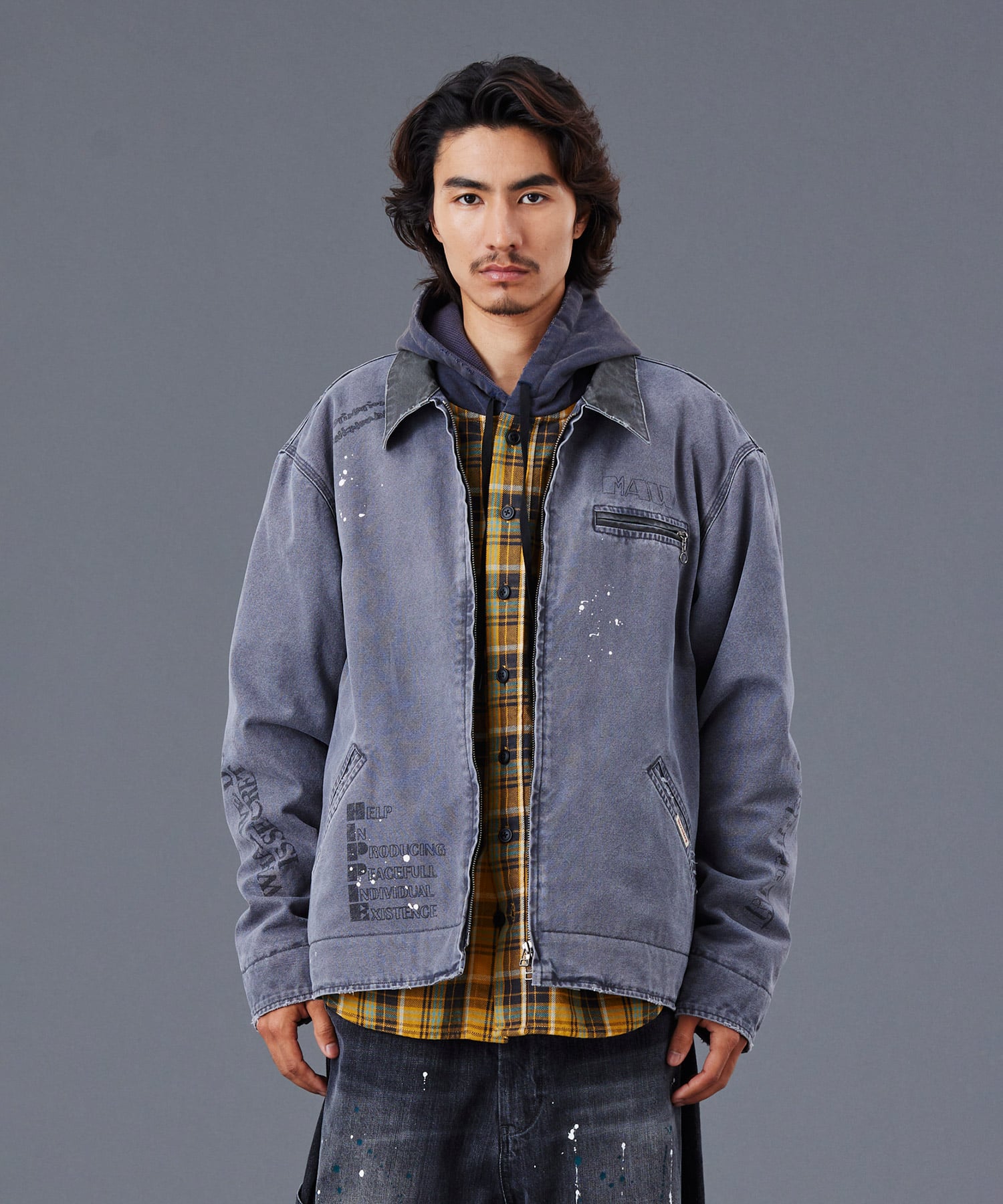 LIBERAIDERS GARMENT DYED WORK JACKET BLACKの画像