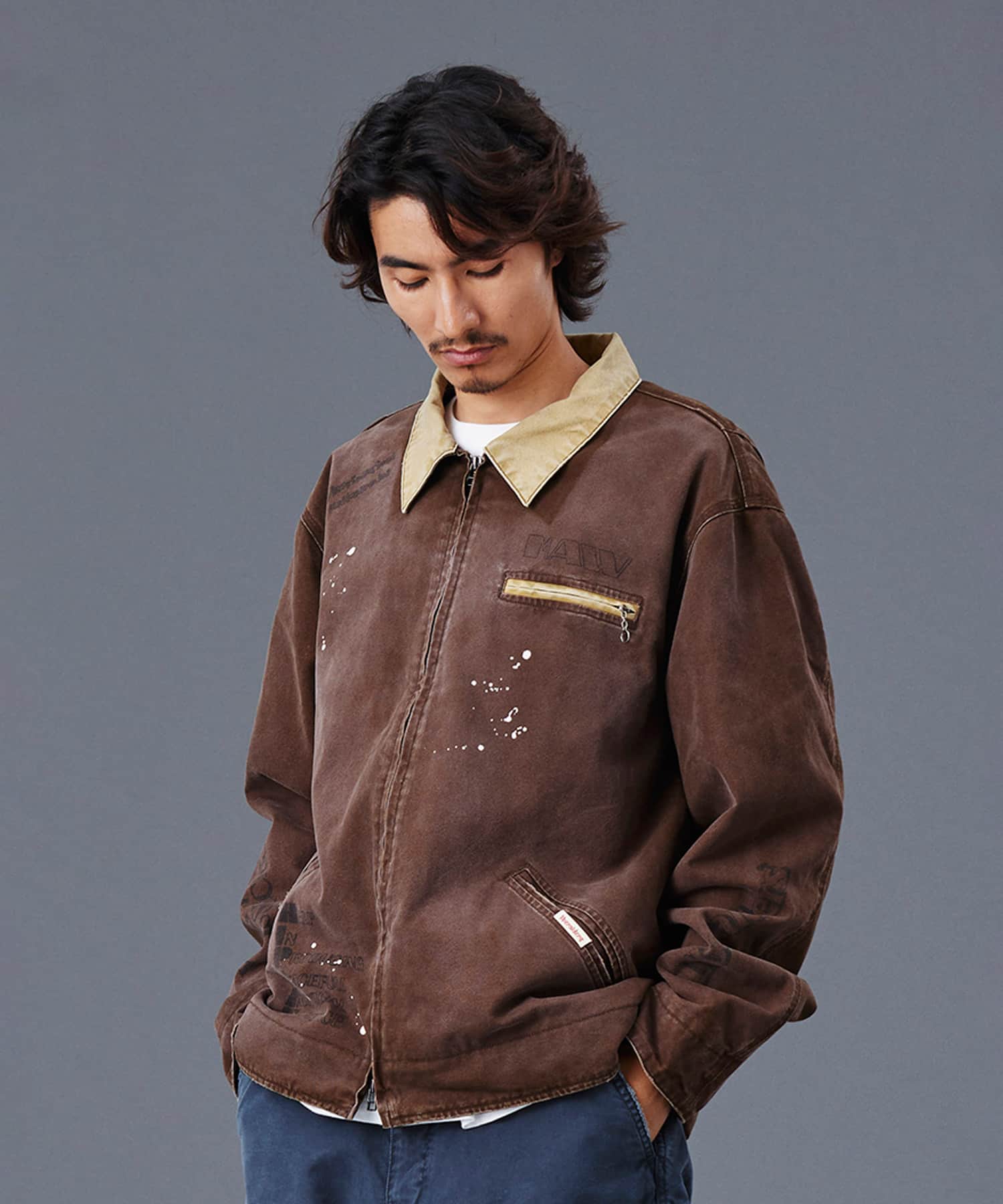 LIBERAIDERS GARMENT DYED WORK JACKET BROWNの画像