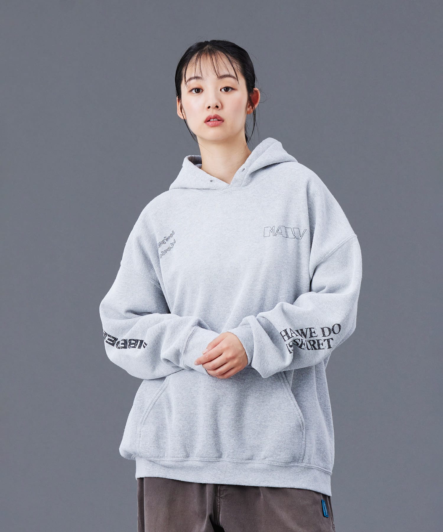 LIBERAIDERS HANDWRITING PRINT HOODIE GRAYの画像