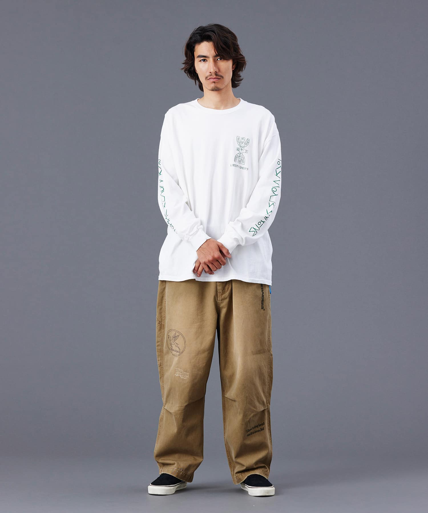 LIBERAIDERS TIFINAGH LOGO L/S TEE WHITEの画像