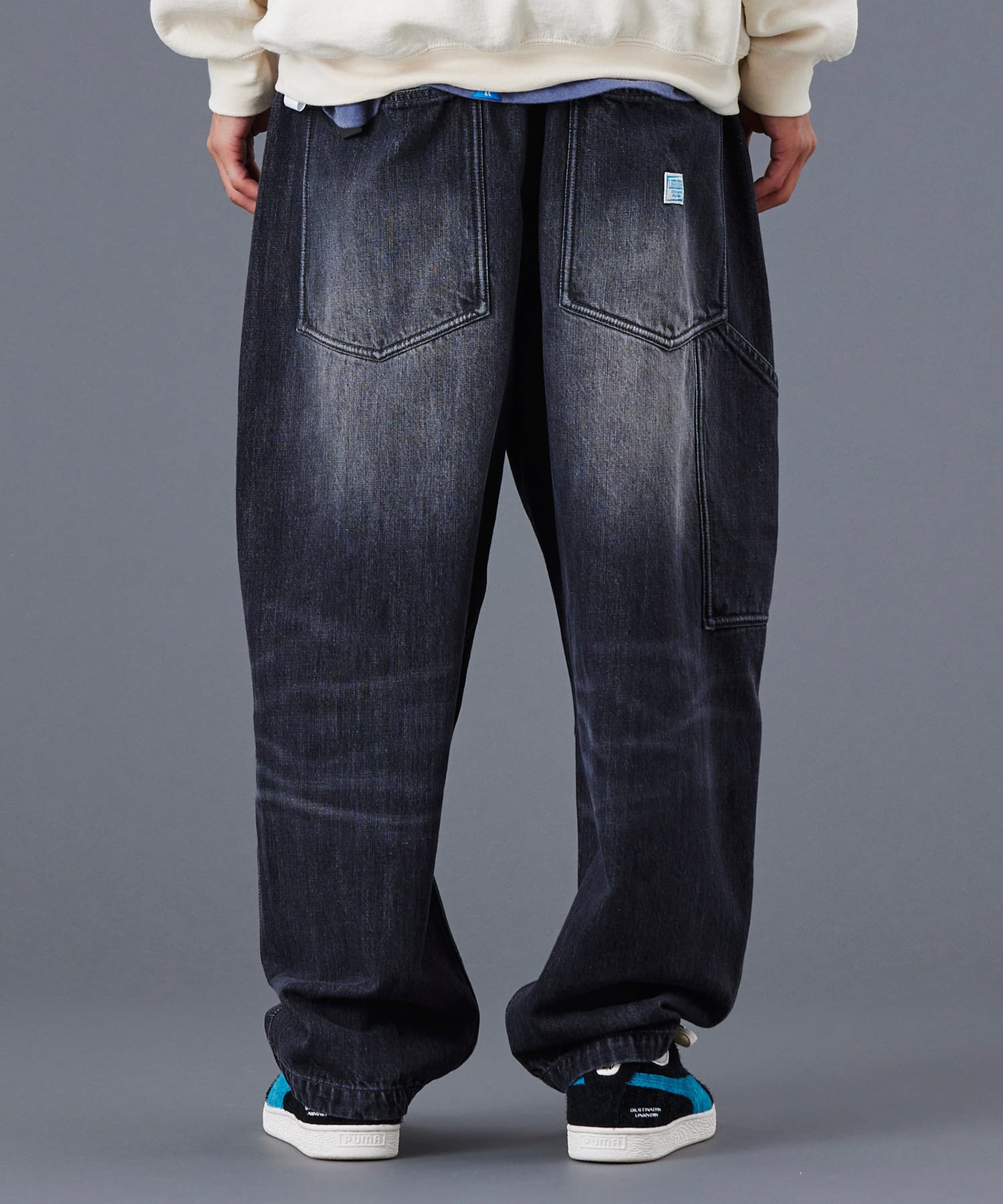 LIBERAIDERS DENIM SARROUEL PANTS BLACKの画像