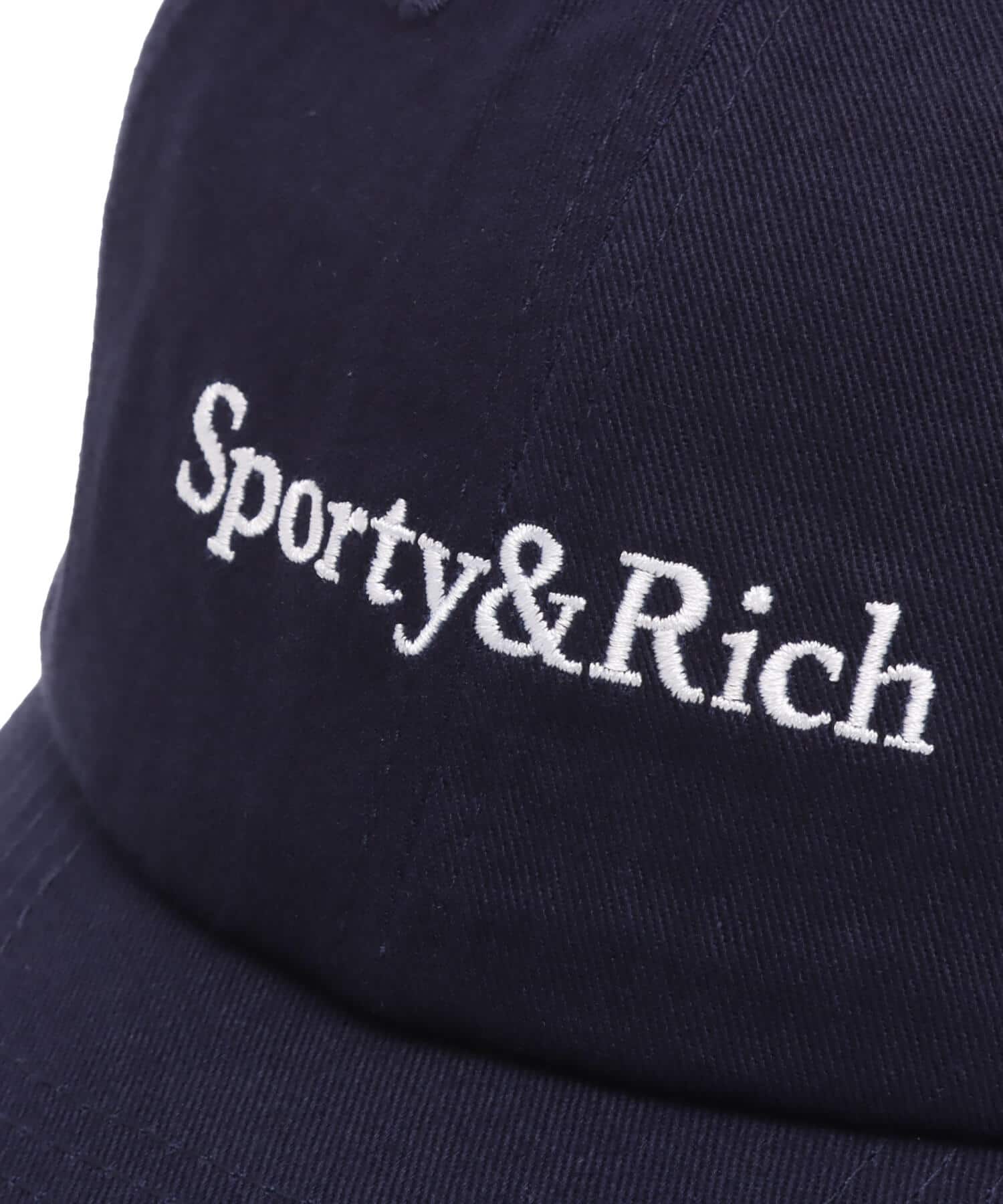 SPORTY＆RICH Serif Logo Hat Dark Navyの画像