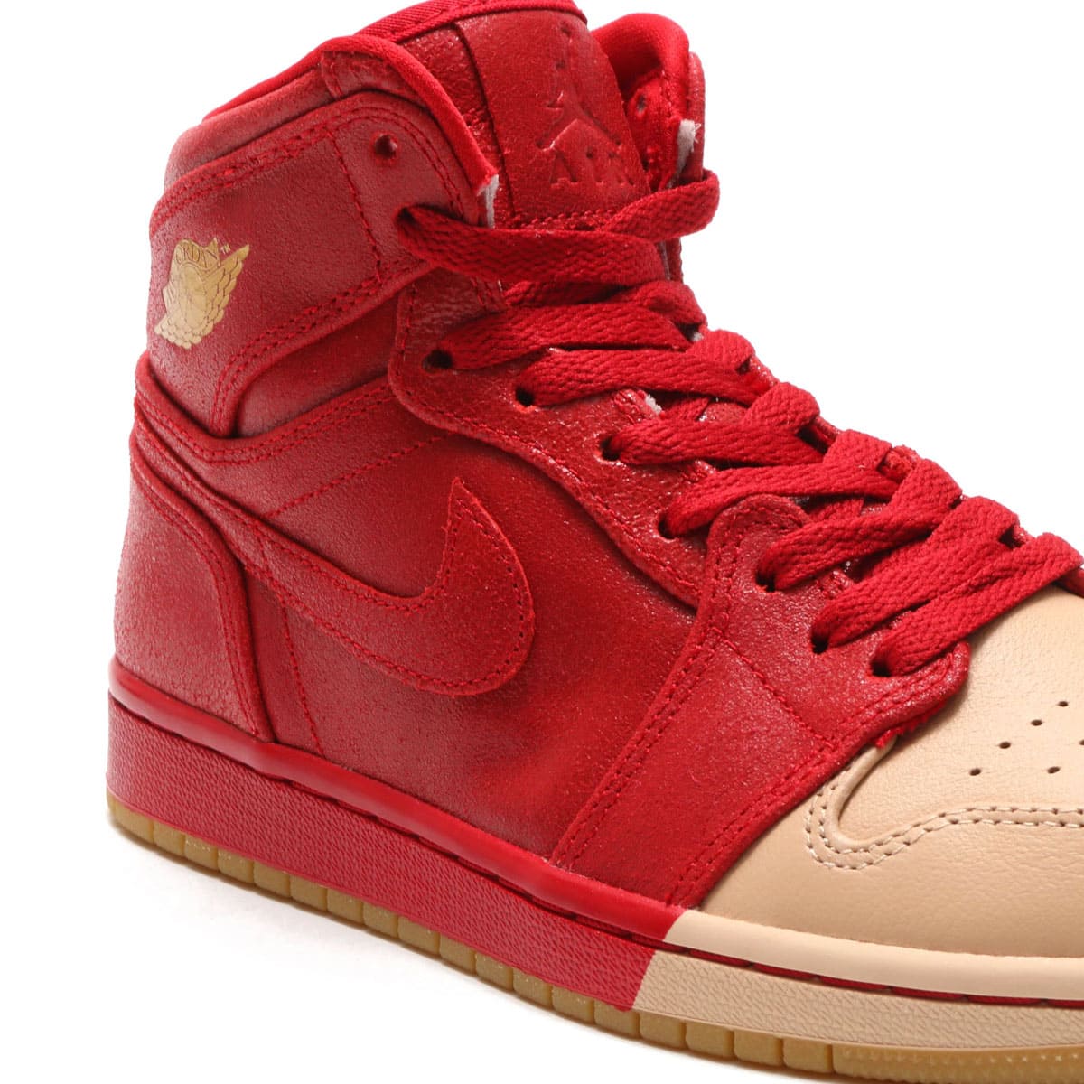 JORDAN BRAND WMNS AIR JORDAN 1 RET HI PREM  GYM RED/METALLIC GOLD-VACHETTA TANの画像