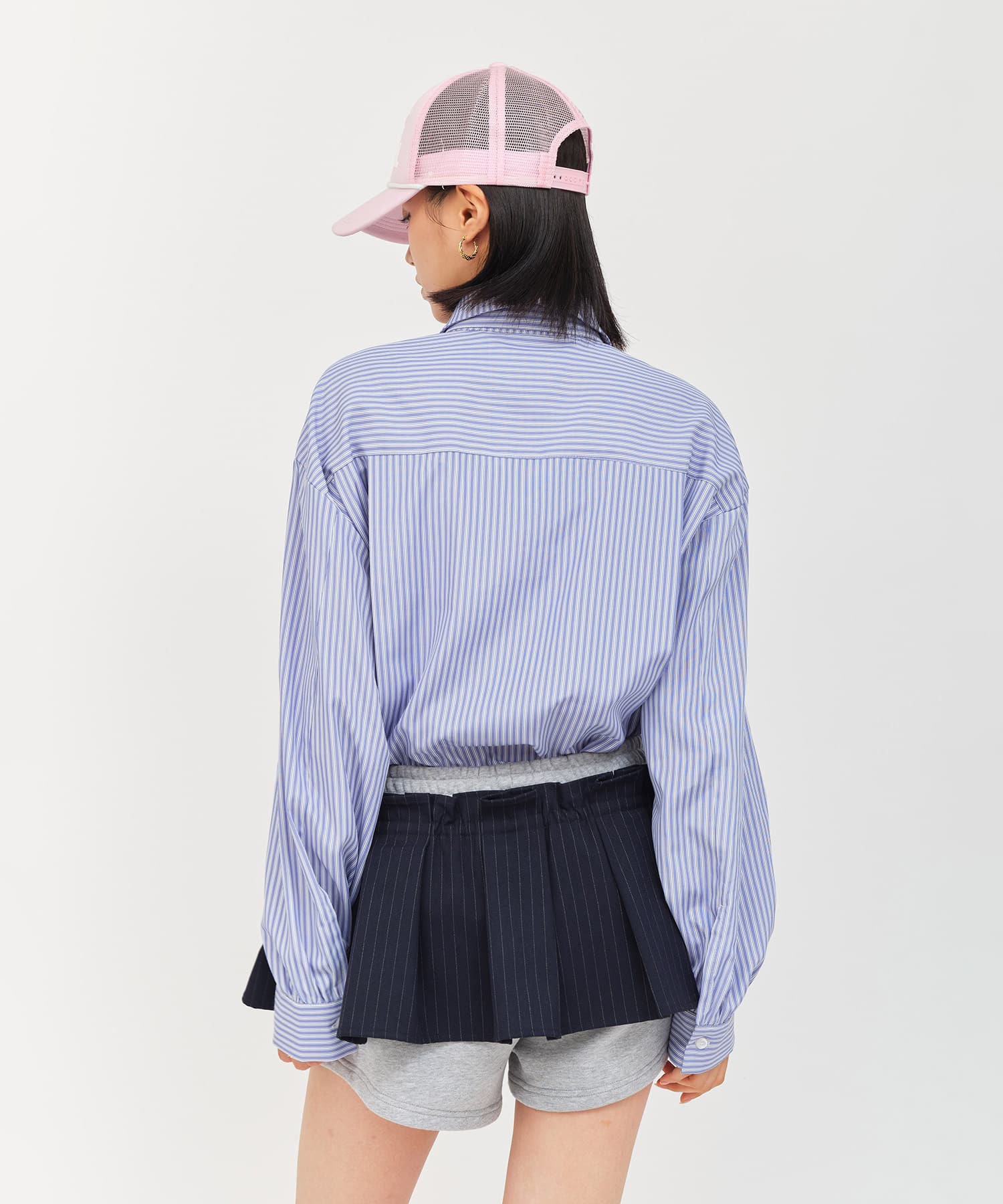 atmos pink Neck-Tie Stripe Shirt BLUEの画像