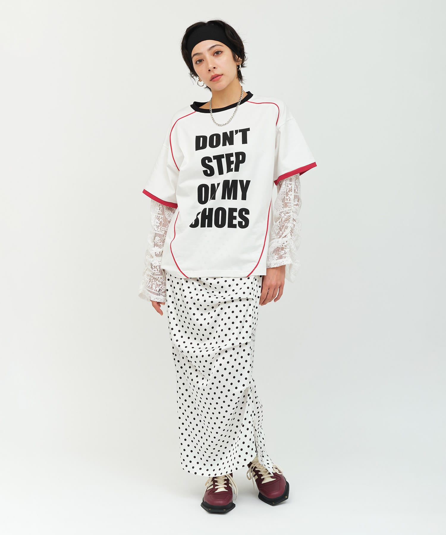 atmos pink Asymmetry Dot Skirt WHITEの画像