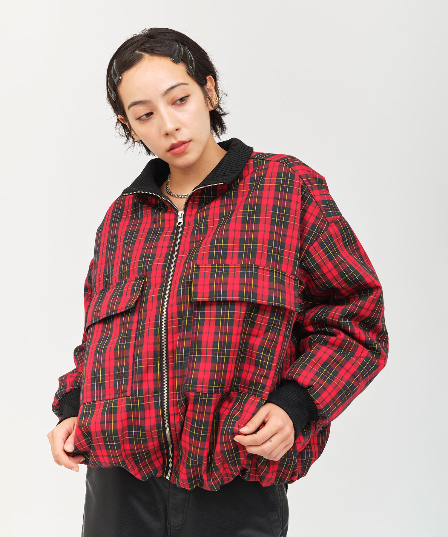 atmos pink Plaid Jacket REDの画像