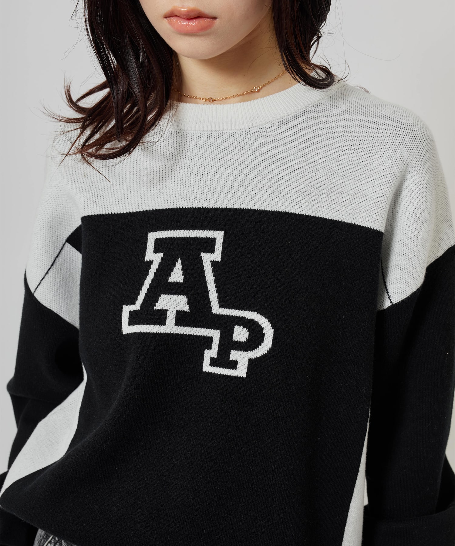 atmos pink Rugger Knit Top BLACKの画像