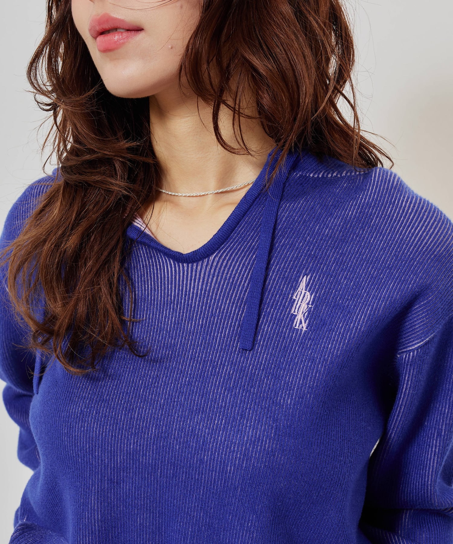 atmos pink Plating Knit Hoodie BLUEの画像