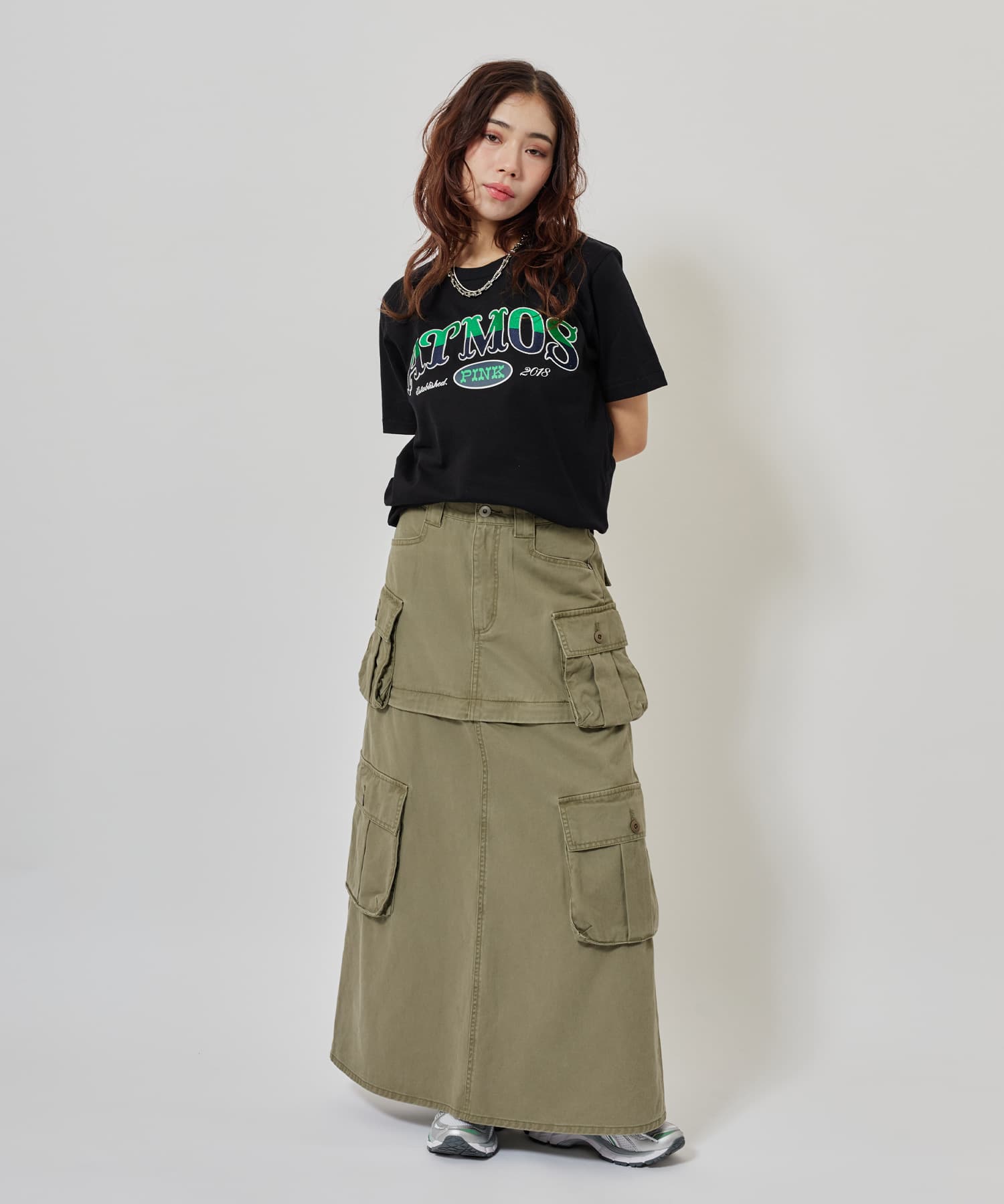 atmos pink 2way Military Skirt OLIVEの画像