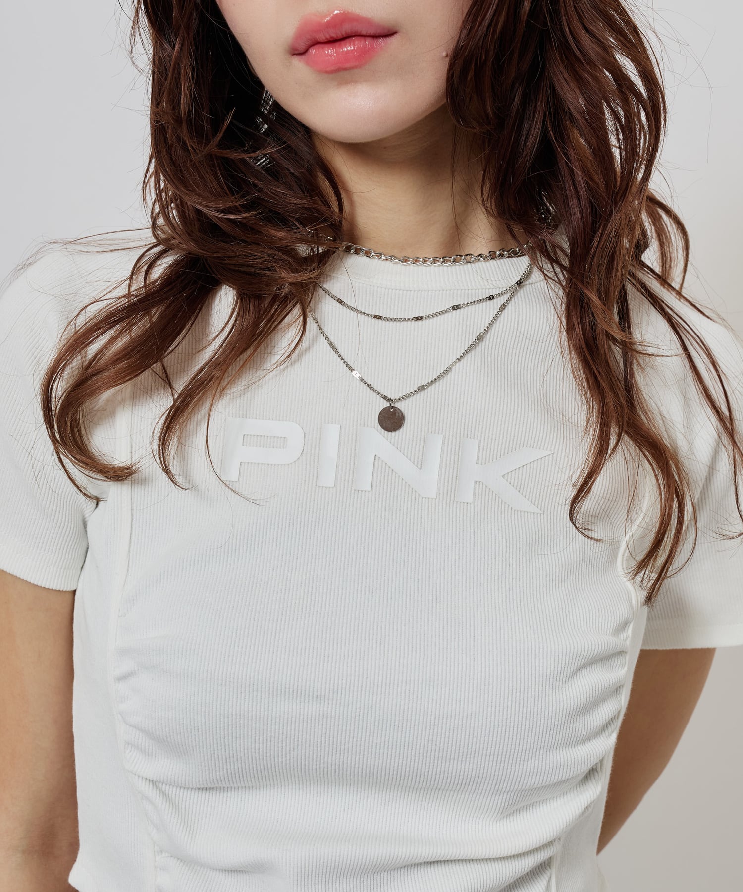 atmos pink Logo T-shirt WHITEの画像