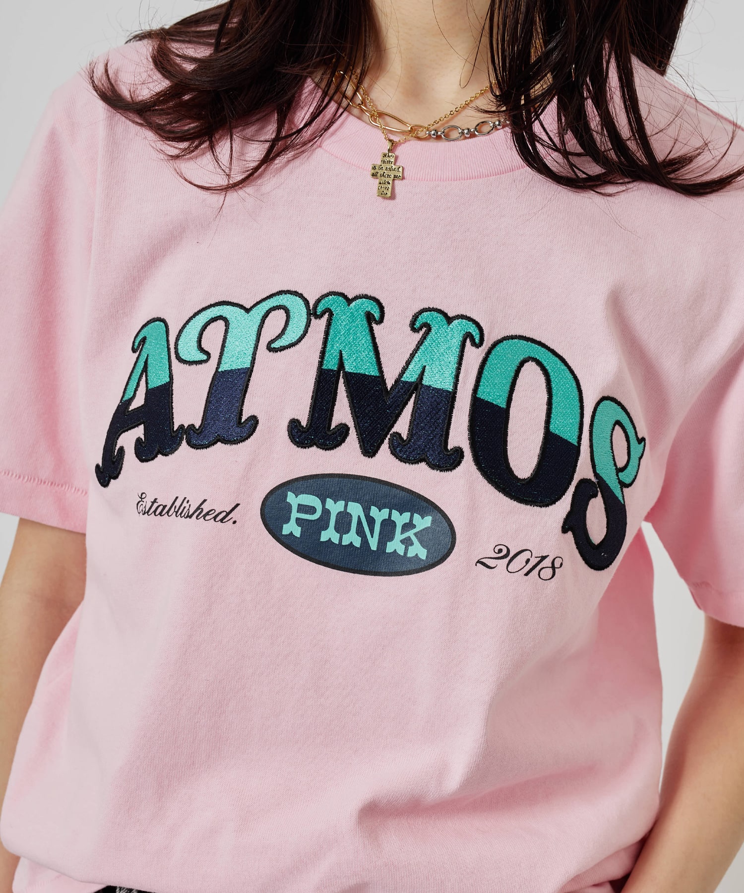 atmos pink Embroidery Logo T-shirt PINKの画像