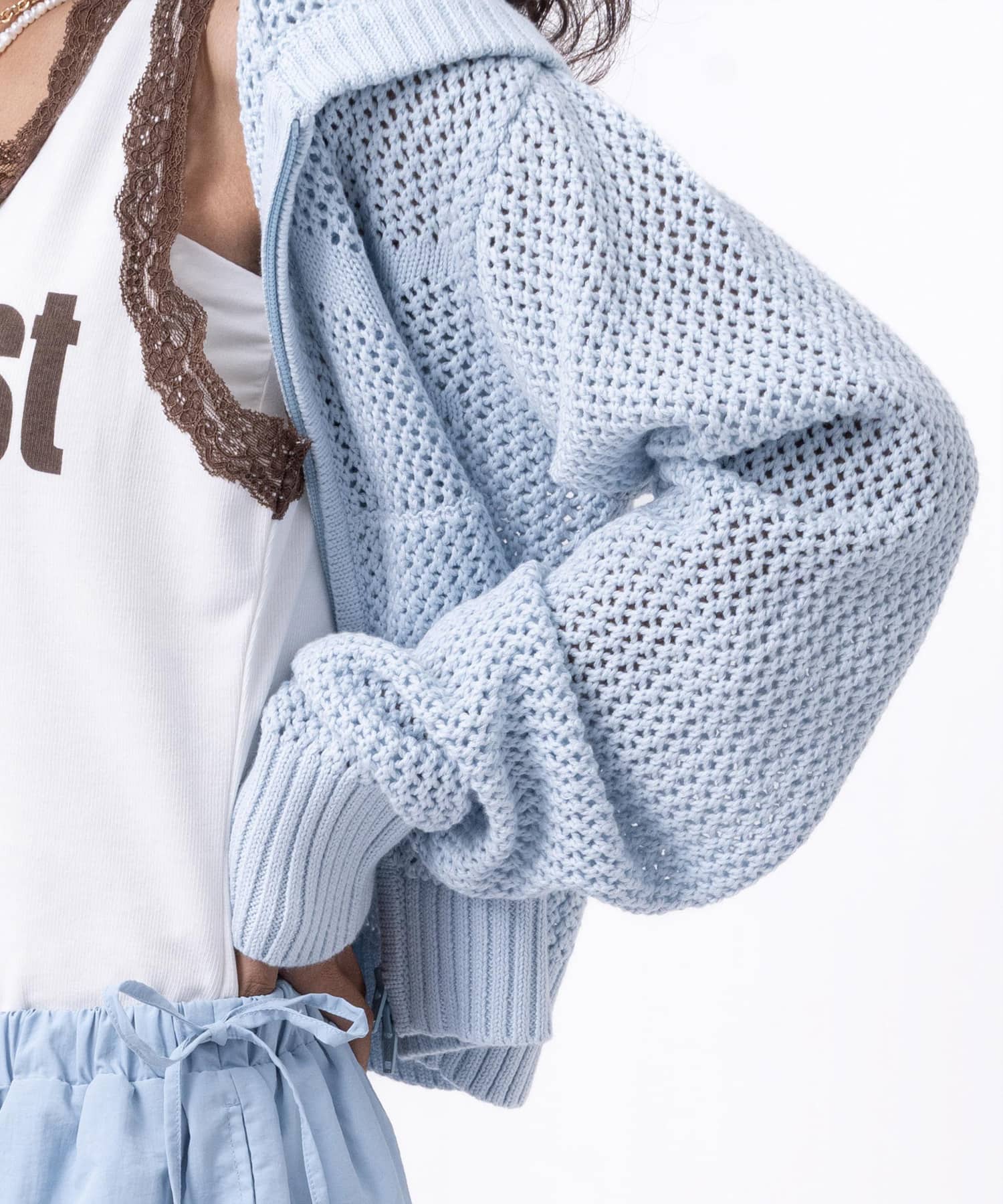 atmos pink Pointelle Knit Zip-up Hoodie SAXの画像