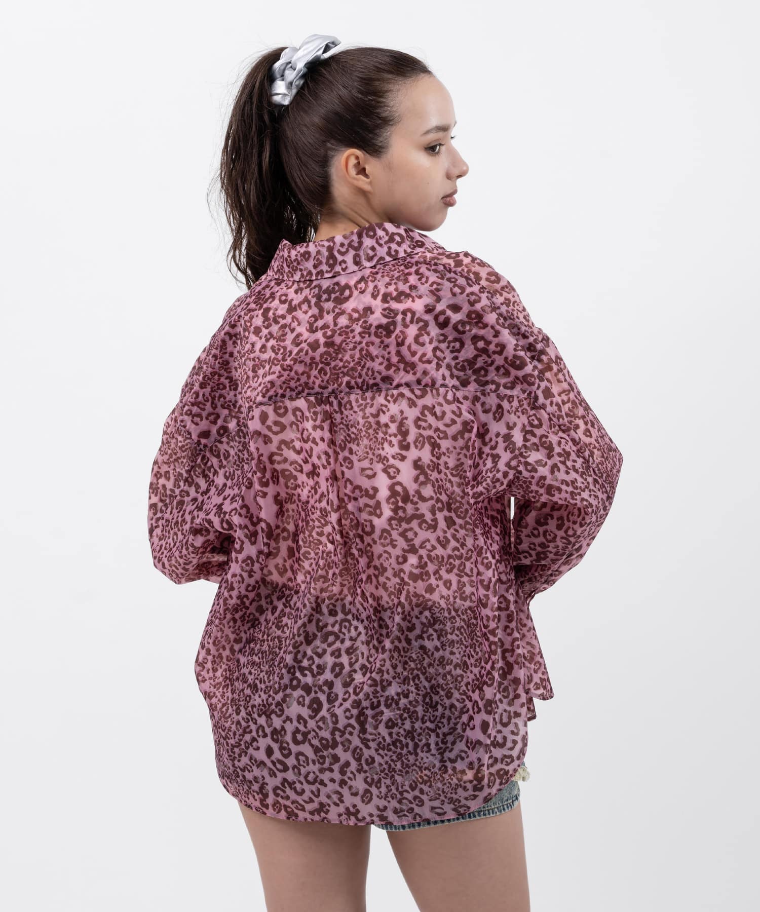atmos pink Leopard Pattern Sheer Shirt  PINKの画像