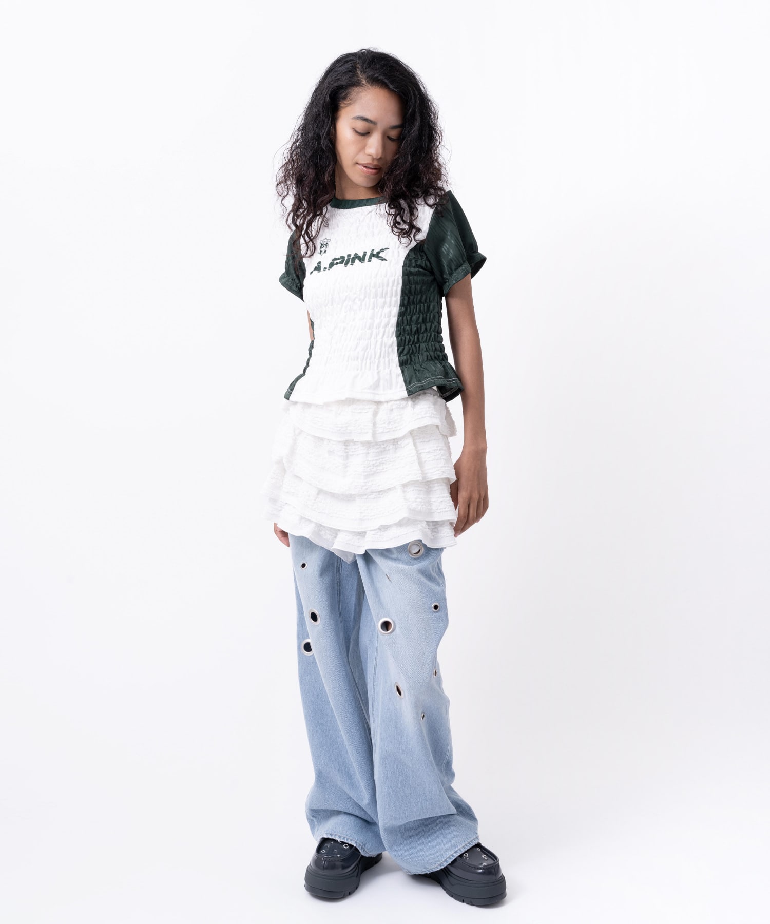 atmos pink Tiered Short Pants WHITEの画像