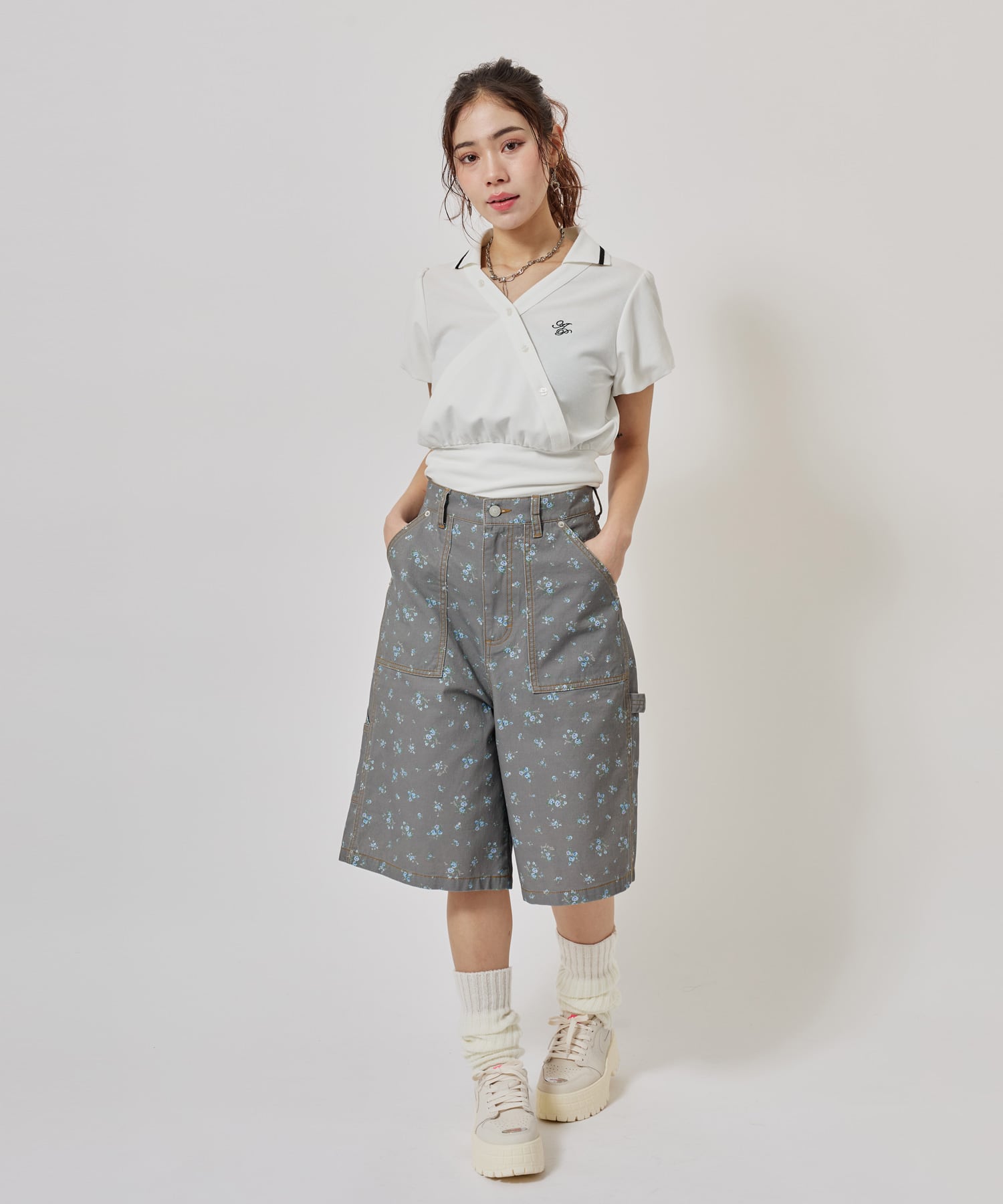 atmos pink Cashe-Coeur Polo Shirt WHITEの画像