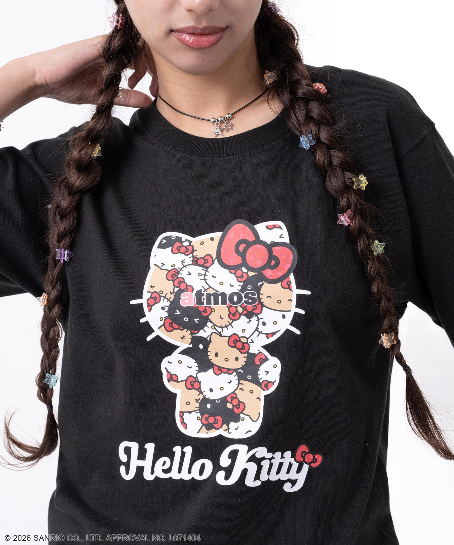 atmos pink x HELLO KITTY Big T-shirt BLACKの画像