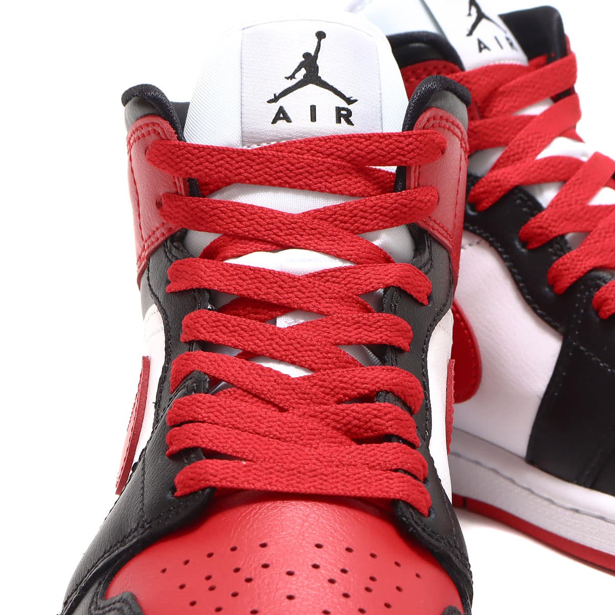 Nike WMNS Air Jordan 1 Mid Black/Gym Red天然皮革合成皮革合成繊維ゴム底
