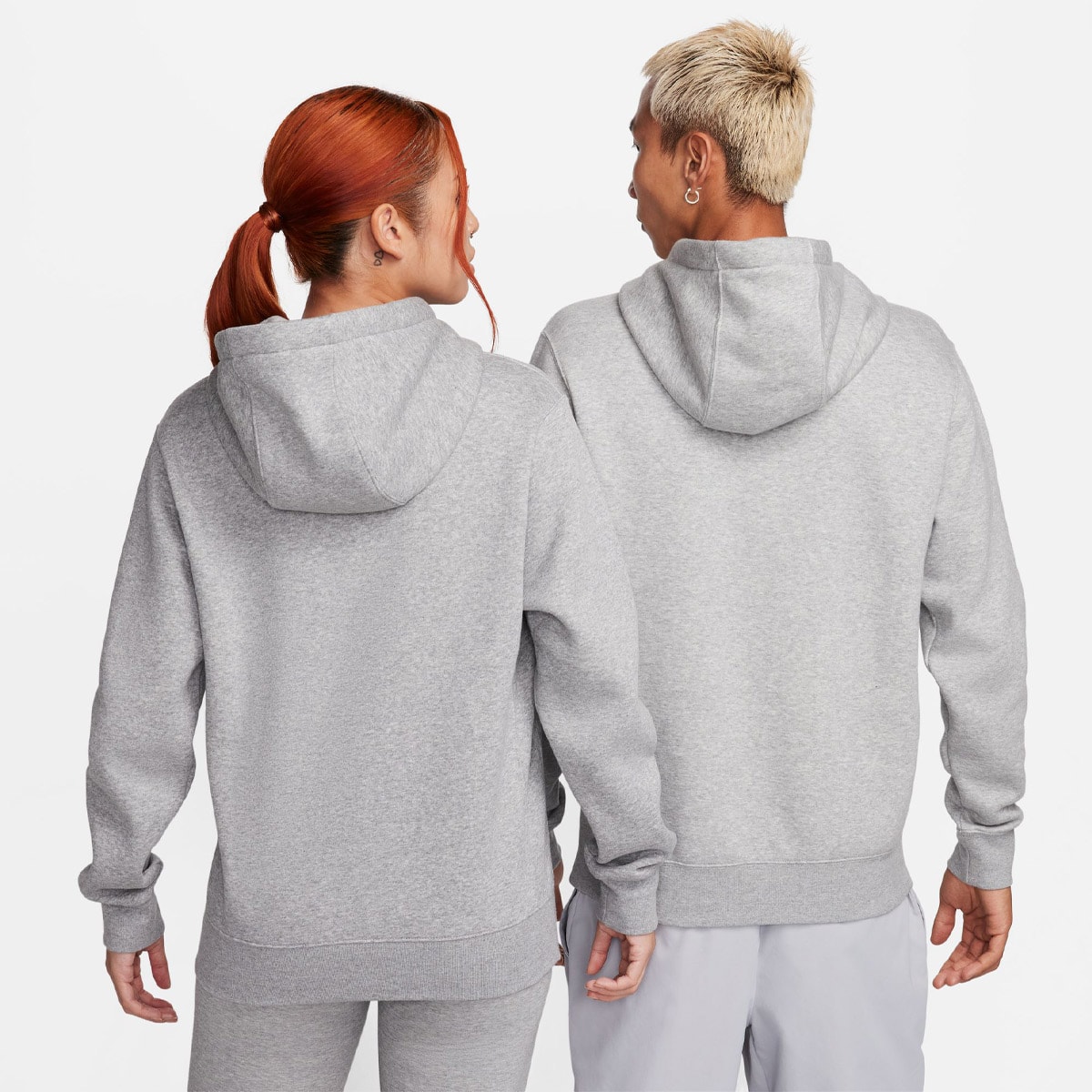 NIKE AS M NSW CLUB HOODIE PO BB DK GREY HEATHER/MATTE SILVER/WHITEの画像