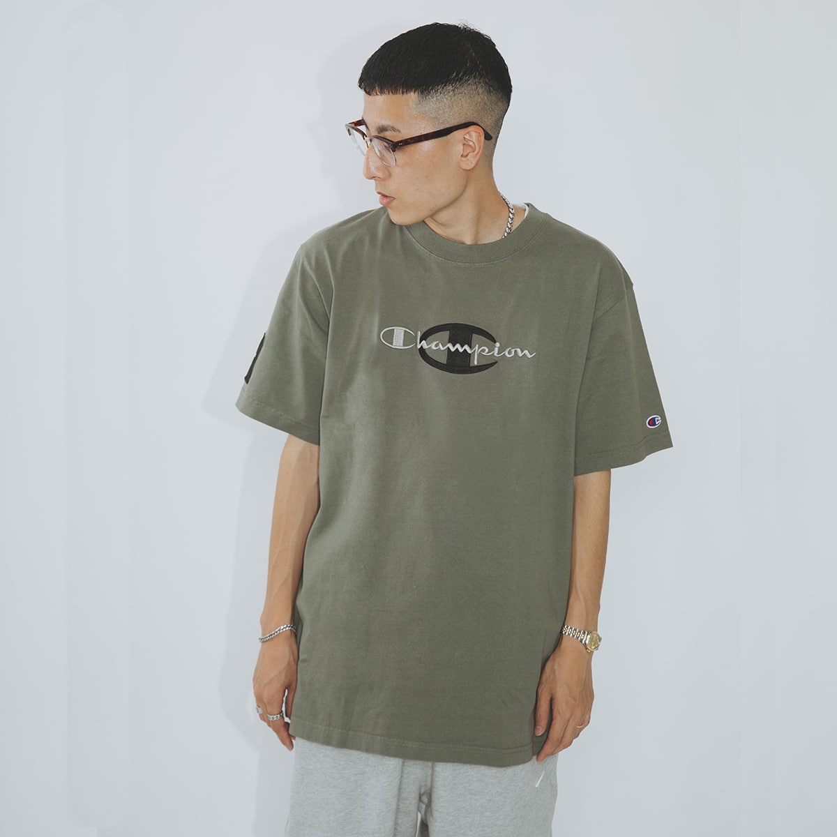 Champion x ATMOS LAB S/S TEE KHAKI 20FW-S