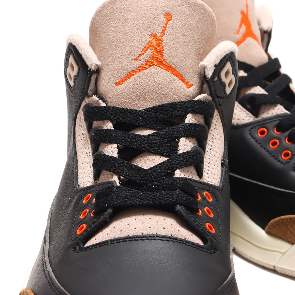 JORDAN BRAND AIR JORDAN 3 RETRO BLACK/RUSH ORANGE-FOSSIL STONE