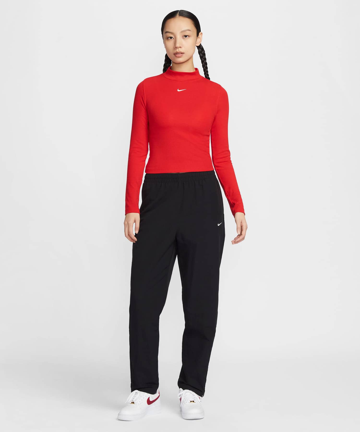 NIKE AS W NSW ESSNTL RIB MOCK LS TO UNIVERSITY RED/SAILの画像