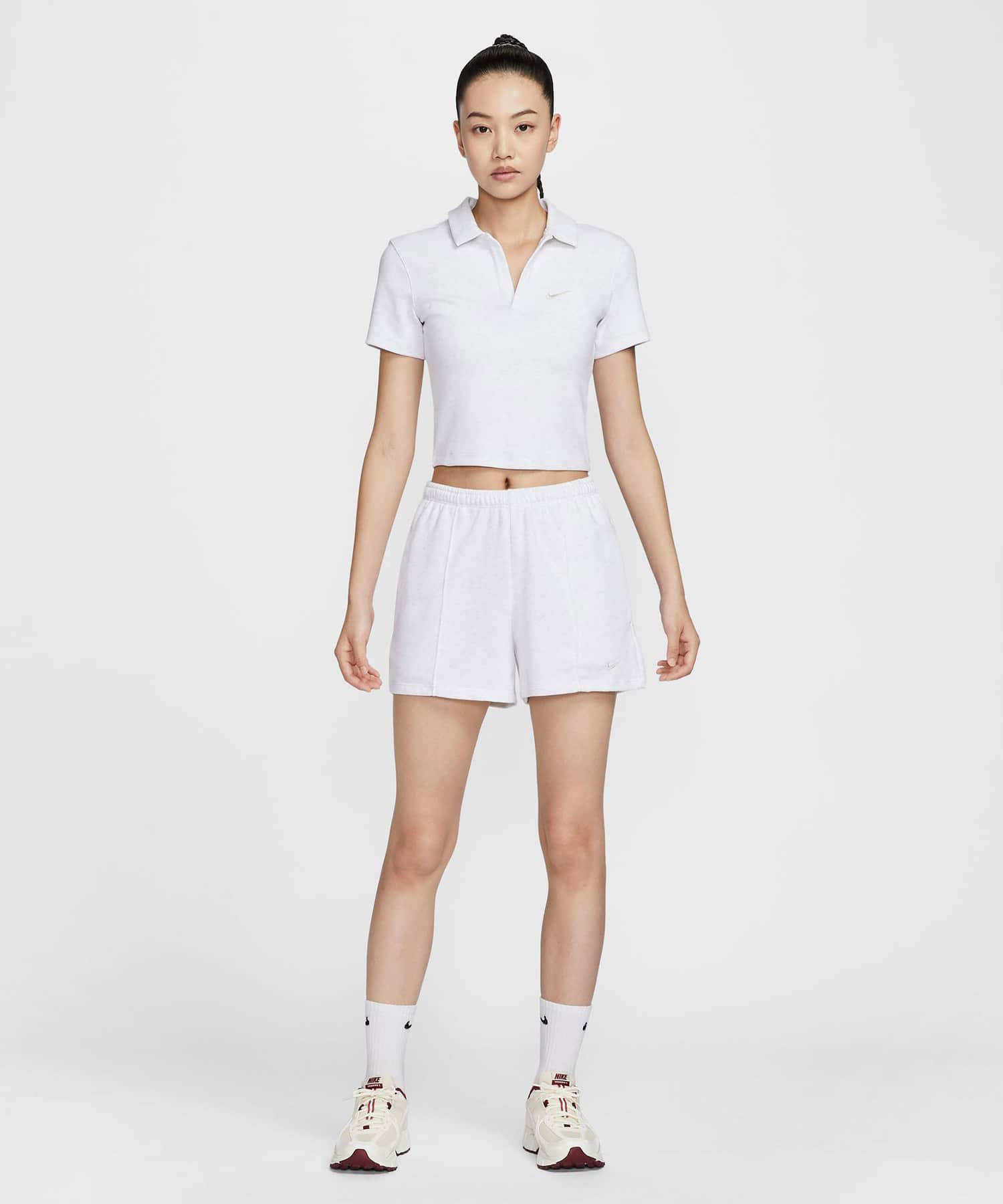 NIKE AS W NSW ESSNTL SS POLO CRP TO BIRCH HEATHER/LT OREWOOD BRNの画像