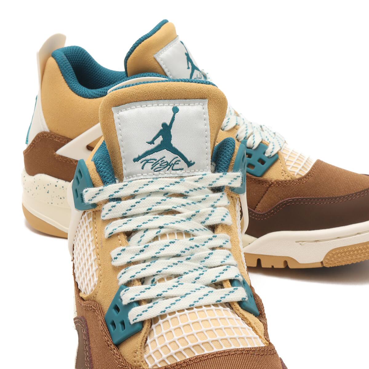 JORDAN BRAND AIR JORDAN 4 RETRO (GS) CACAO WOW/GEODE TEAL-ALE BROWN-TWINE 23FA-Iの画像