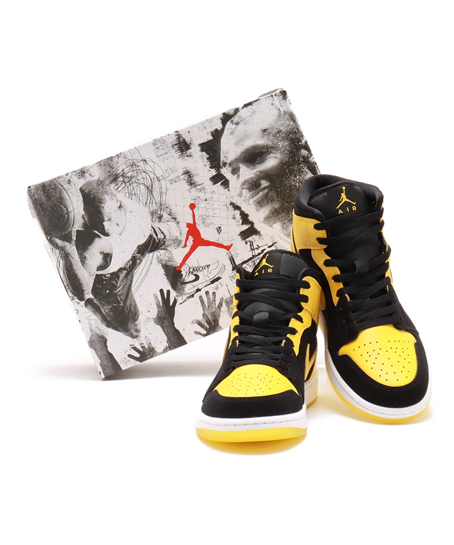 JORDAN BRAND AIR JORDAN 1 MID SE BLACK/VARSITY MAIZE-WHITE