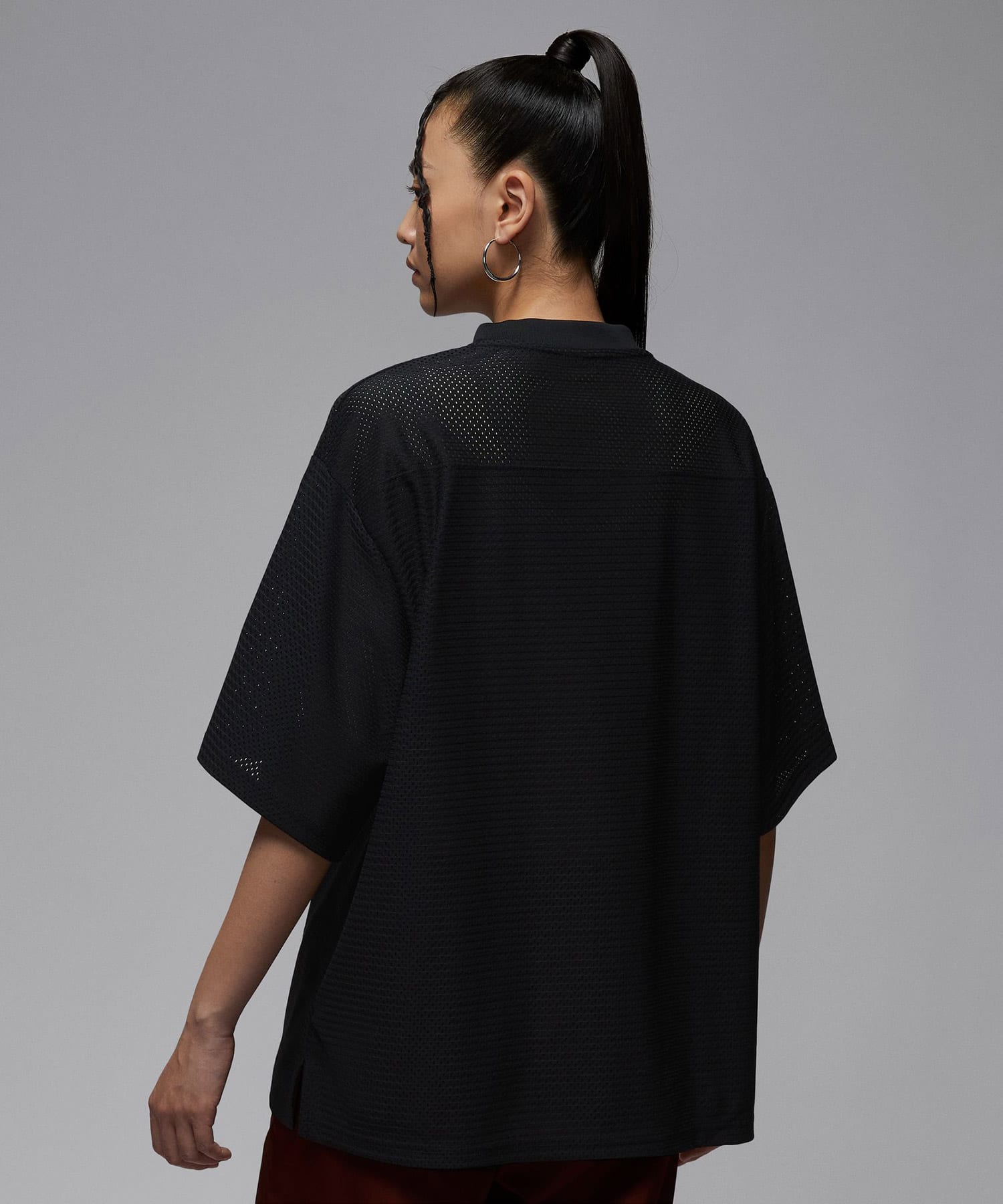 JORDAN BRAND AS W J BRK SS MESH JRSY TOP BLACK/GYM REDの画像