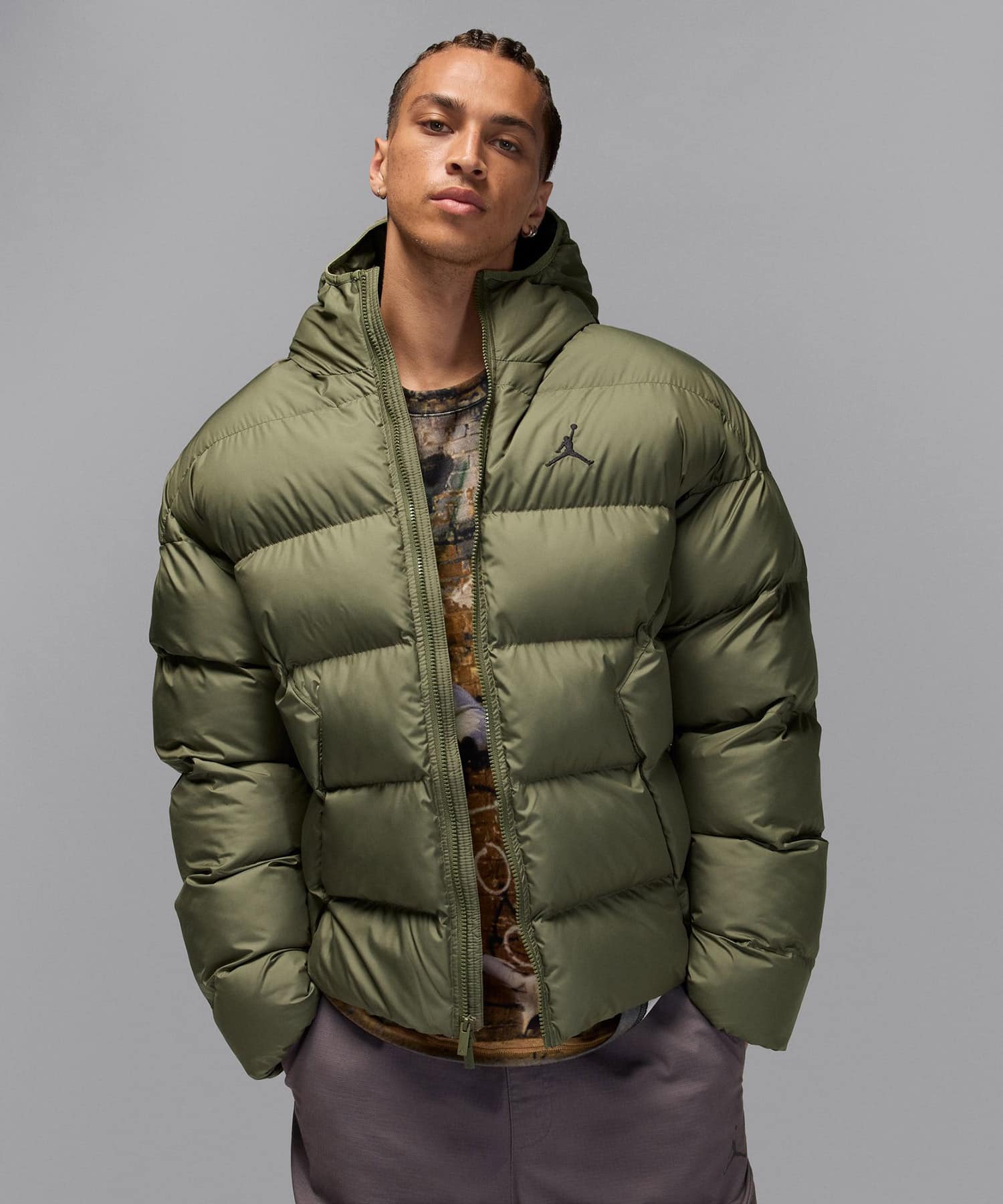 JORDAN BRAND M J BRK PUFFER JKT MEDIUM OLIVE/BLACKの画像