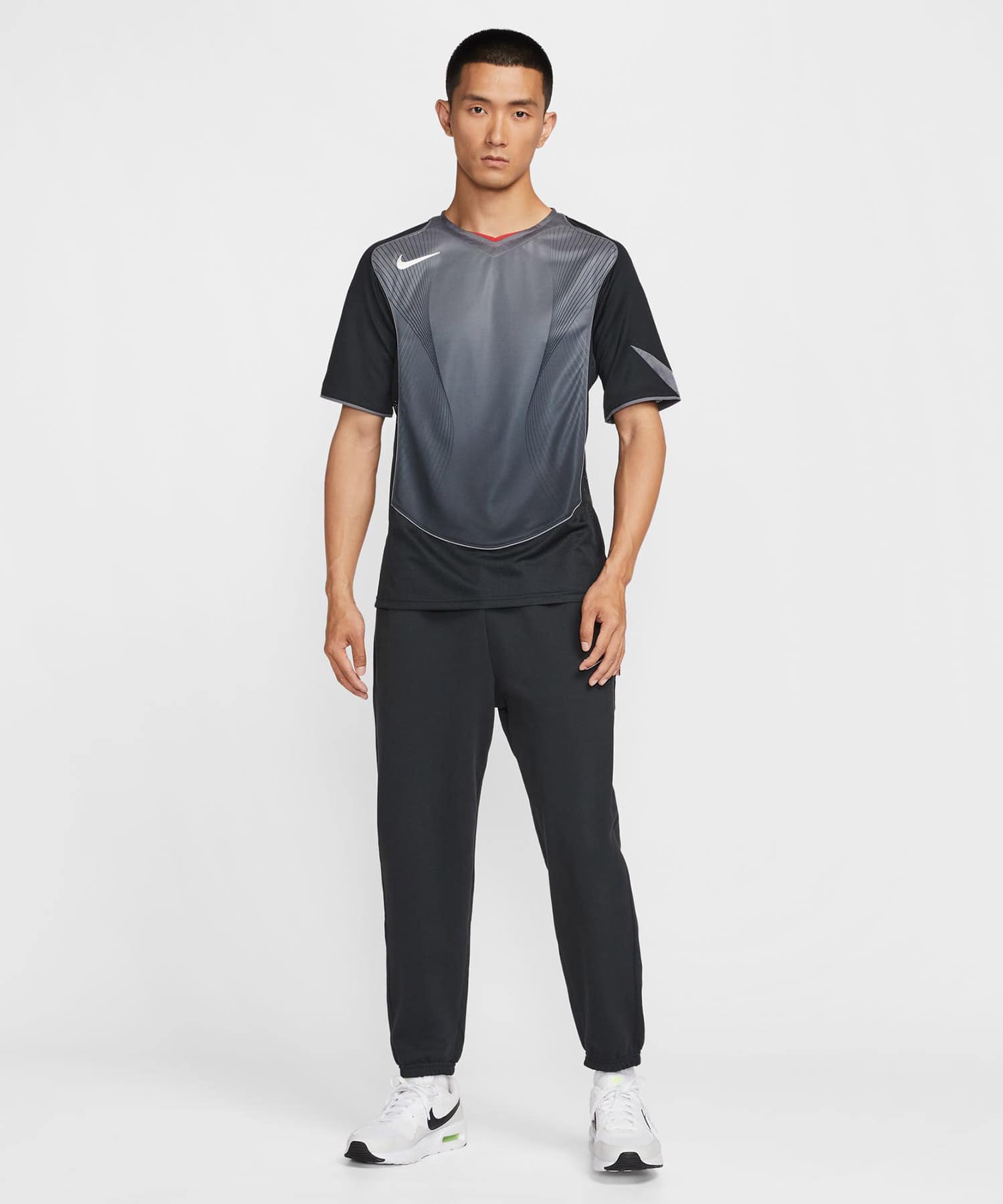 NIKE AS M NK DF T90 SS JSY BLACK/LT GRAPHITE/GYM RED/SAILの画像