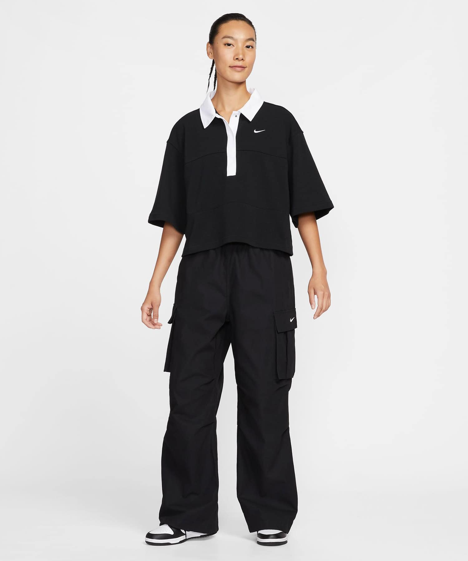 NIKE AS W NSW STREET SS POLO TOP BLACK/BLACK/WHITE/WHITEの画像