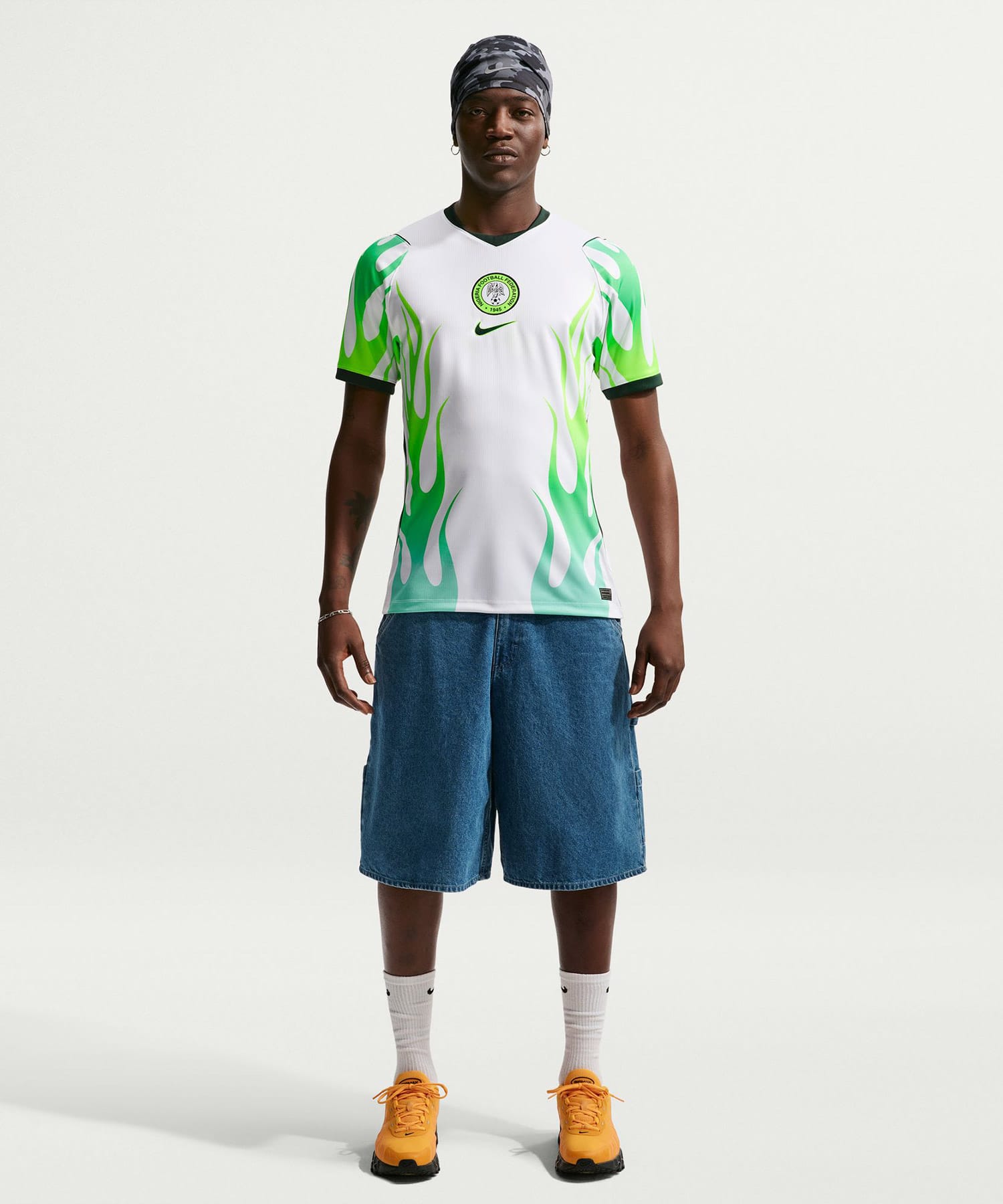 NIKE NFF M NK Dri-FIT Jersey SS Stadium Away WHITE/GREEN GLOW/(BLACK) (NO SPONSOR)の画像
