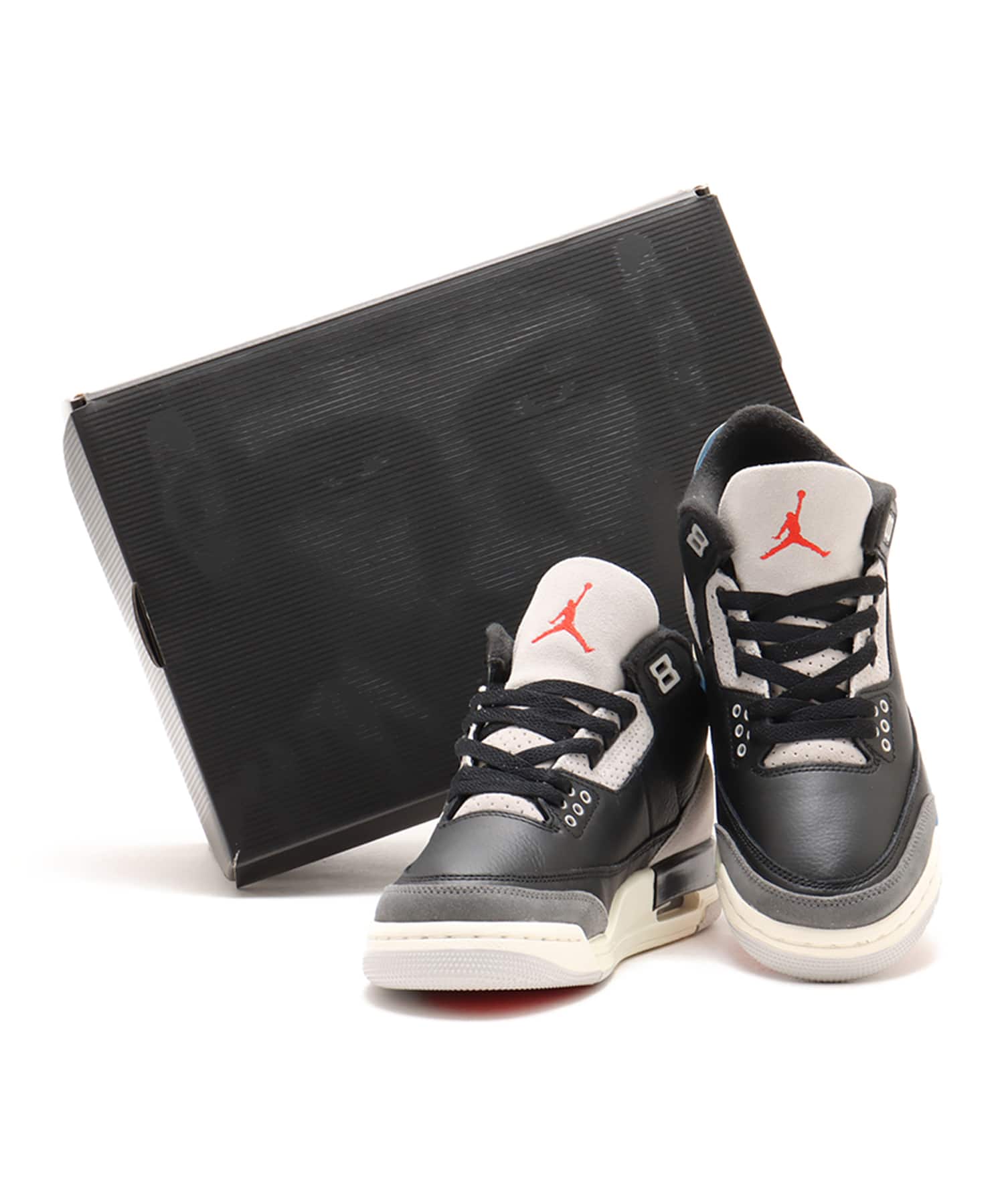 JORDAN BRAND AIR JORDAN 3 RETRO OG (GS) BLACK/CHILE RED-NEUTRAL GREYの画像