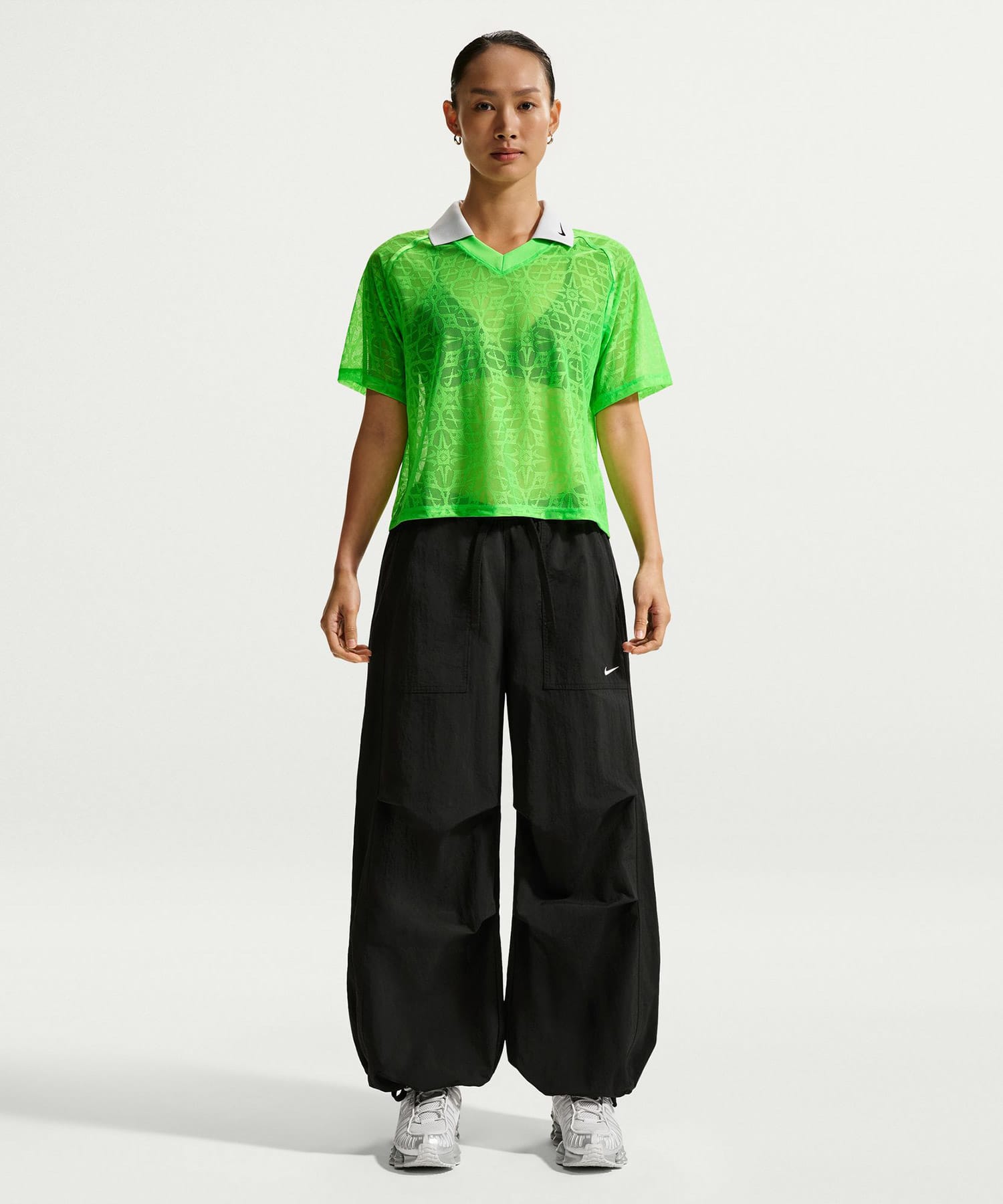NIKE AS W NK STREET LACE POLO JSY GREEN STRIKE/PURE PLATINUM/(BLACK)の画像