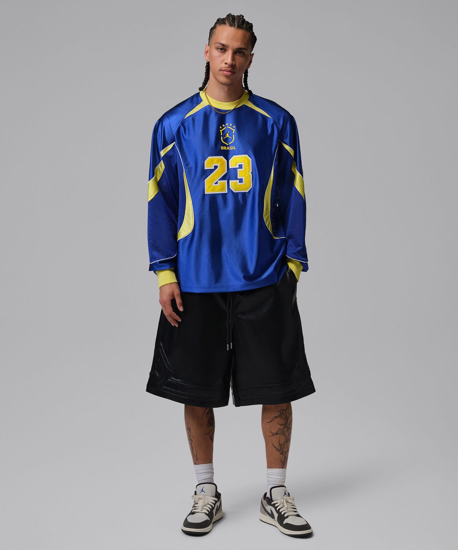 JORDAN BRAND M J STMT GOALIE TOP P6 OLD ROYAL/YELLOW PULSEの画像