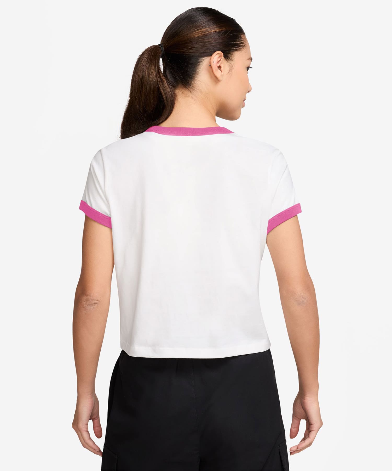 NIKE AS W NSW SS RINGER TEE VNTG RU WHITE/PLAYFUL PINKの画像