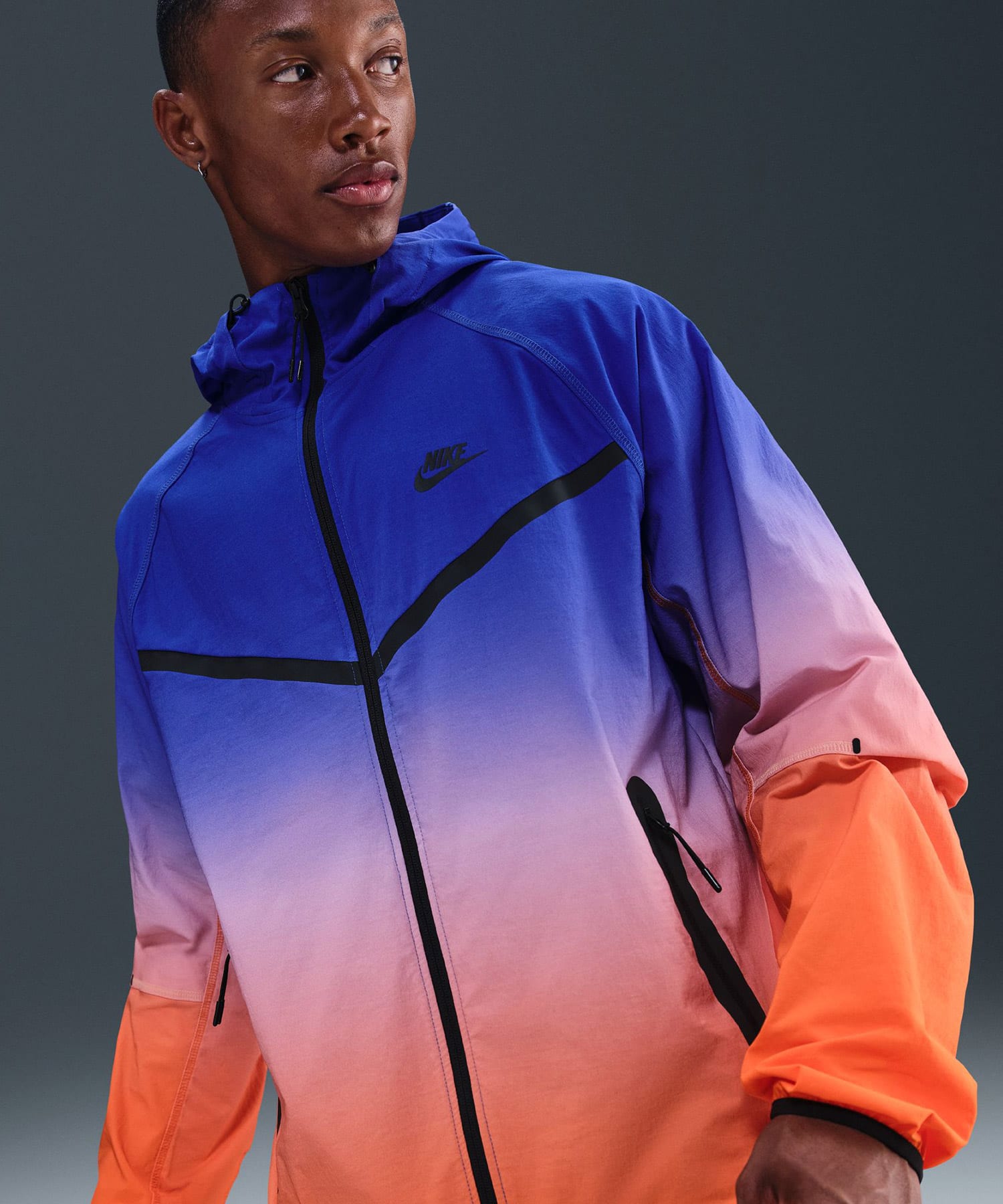 NIKE M NRG TCH WVN WR FZ JKT 2 GAME ROYAL/SAFETY ORANGEの画像