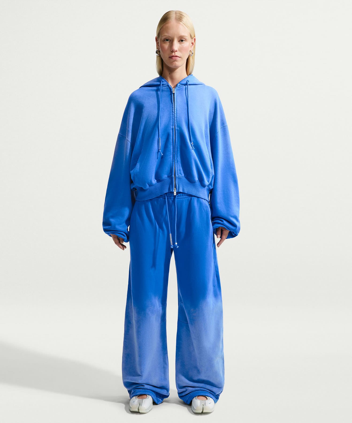 NIKE W NRG NK STUDIO FLEECE HOODIE BLUEの画像