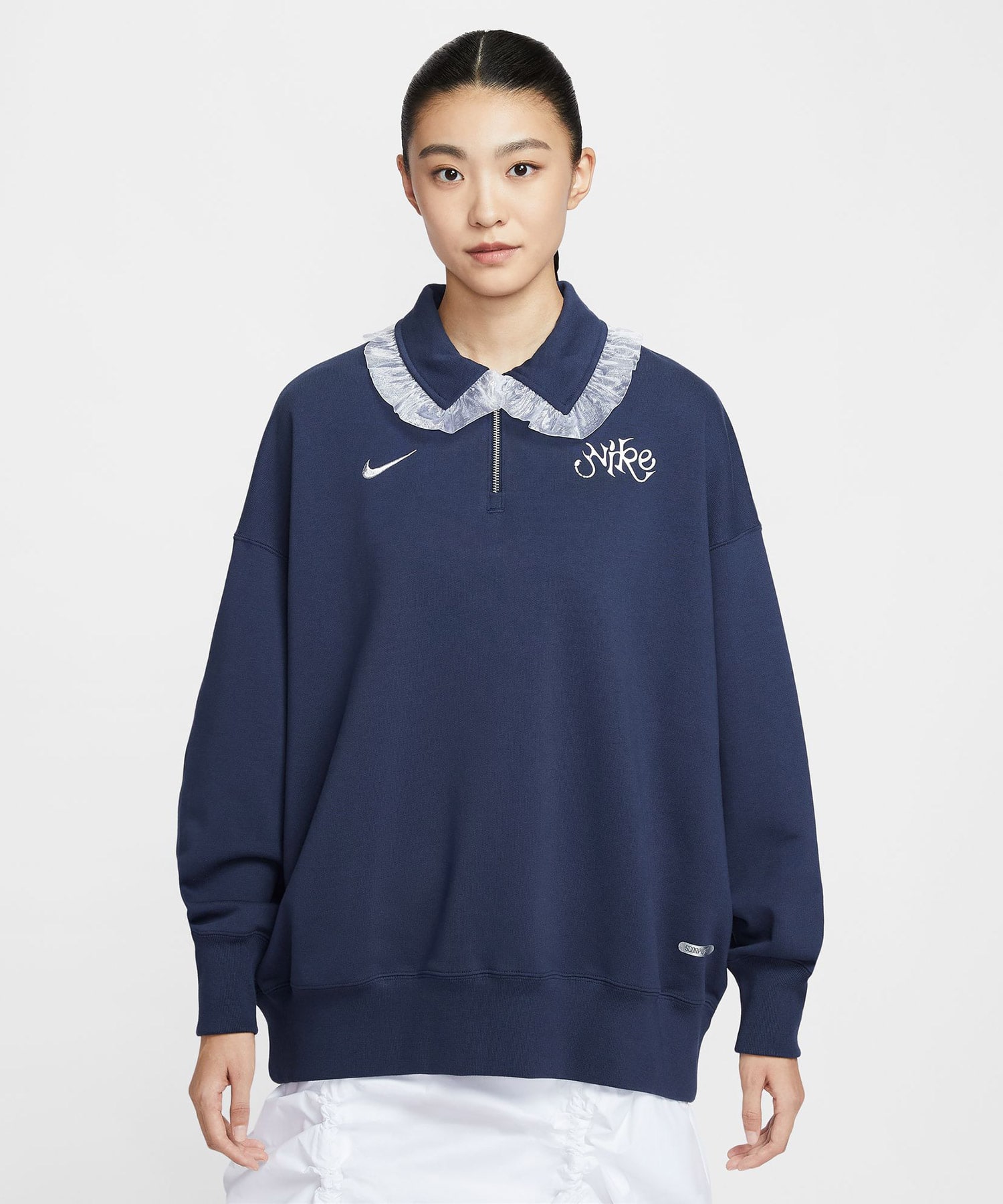 NIKE AS W NSW FLC OS BLKT QZ POLO G MIDNIGHT NAVYの画像