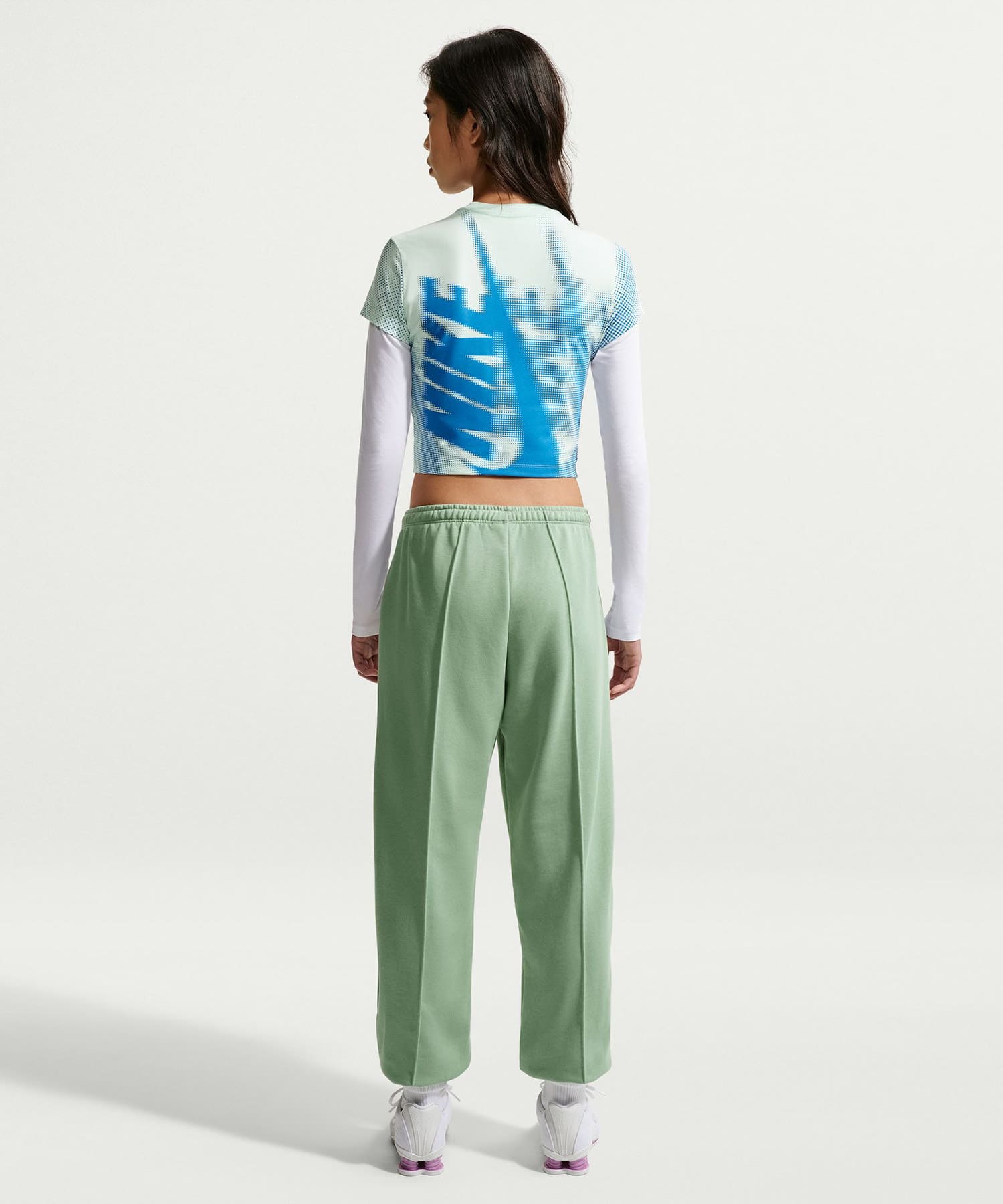 NIKE AS W NSW CHLL KNT CROP OC9 TEE BARELY GREENの画像