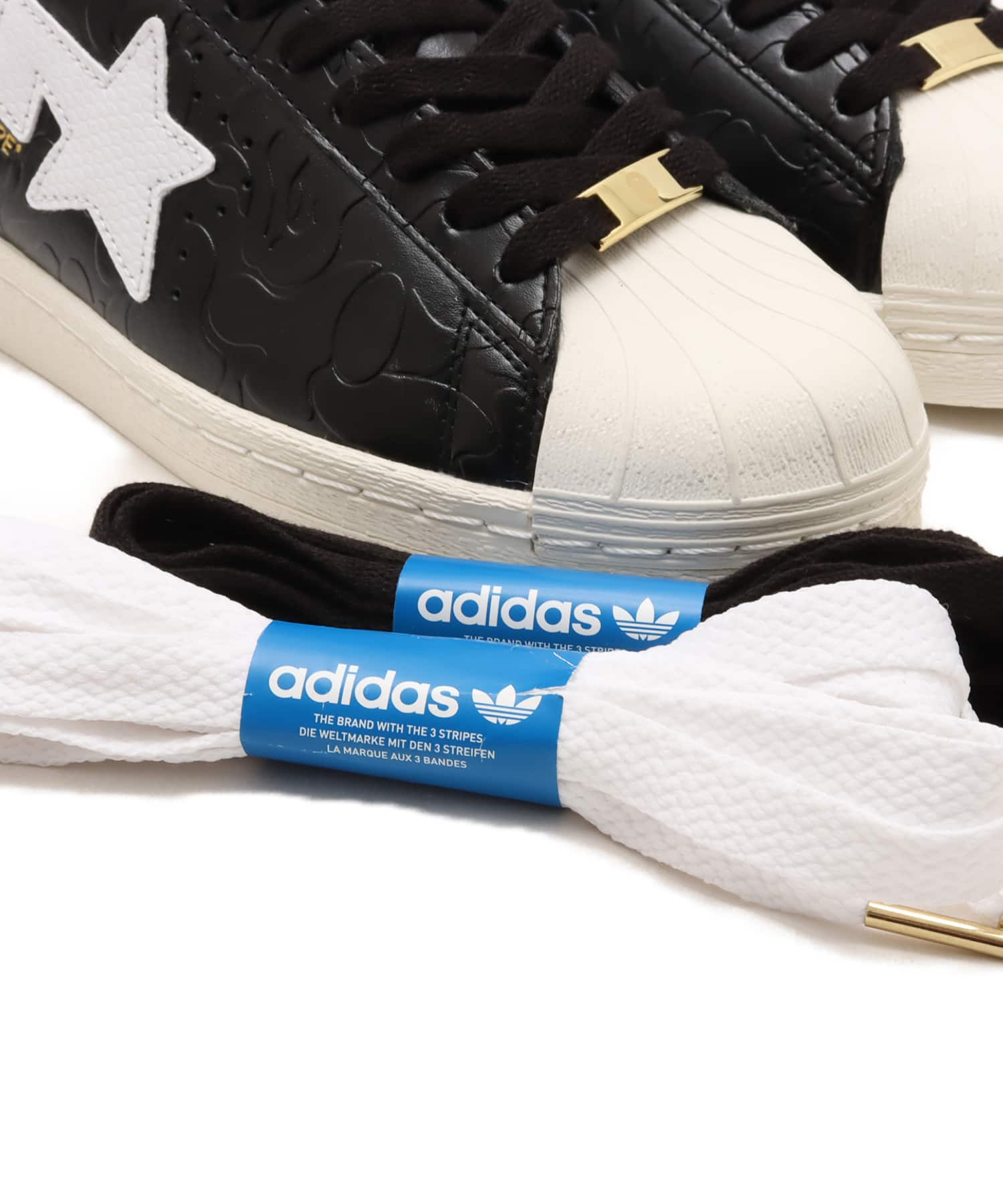 adidas SUPERSTAR VINTAGE BAPE atmos CORE BLACK/FOOT WEAR WHITE/OFF WHITEの画像