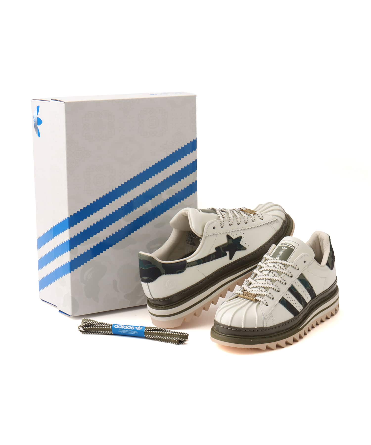 adidas CLOT X BAPE SUPERSTAR BY EDISON CHEN OWHITE/BRANCH/OLICARの画像